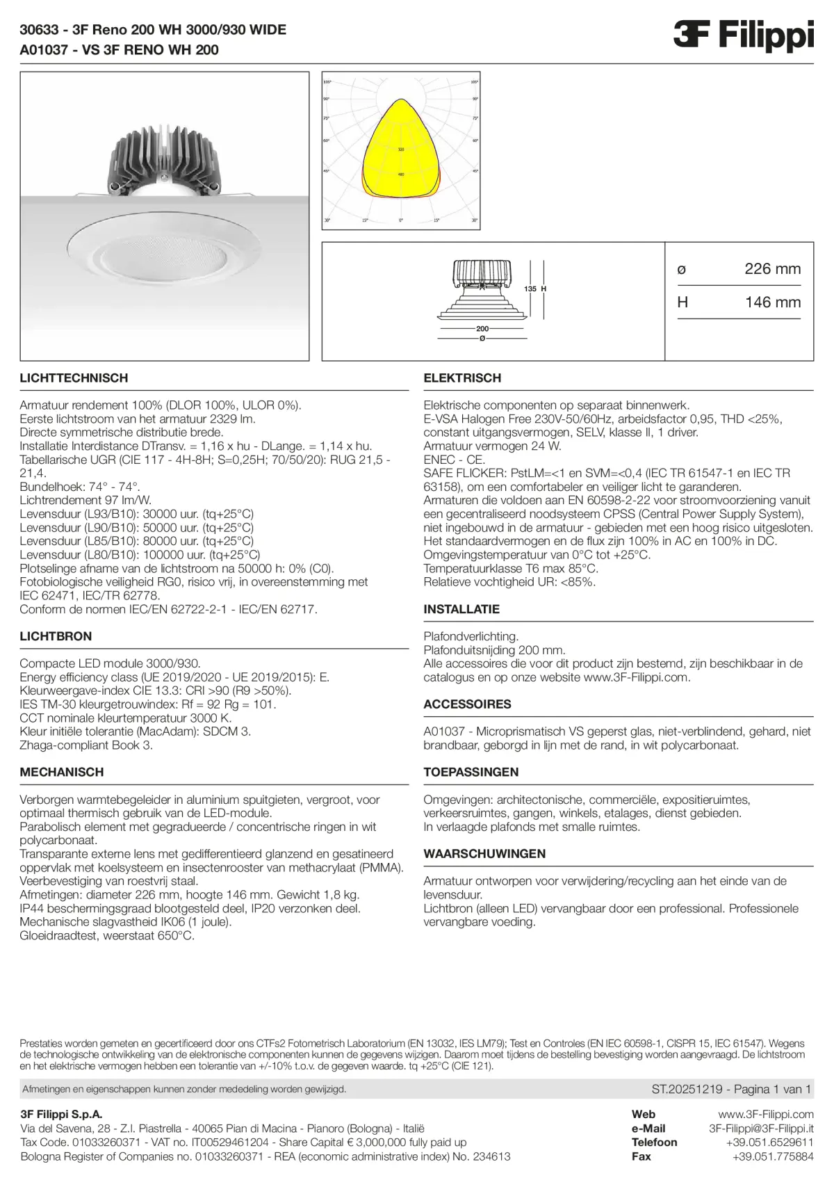 30633+A01037 - 3F Reno 200 WH 3000-930 WIDE + VS WH - Datasheet - nl