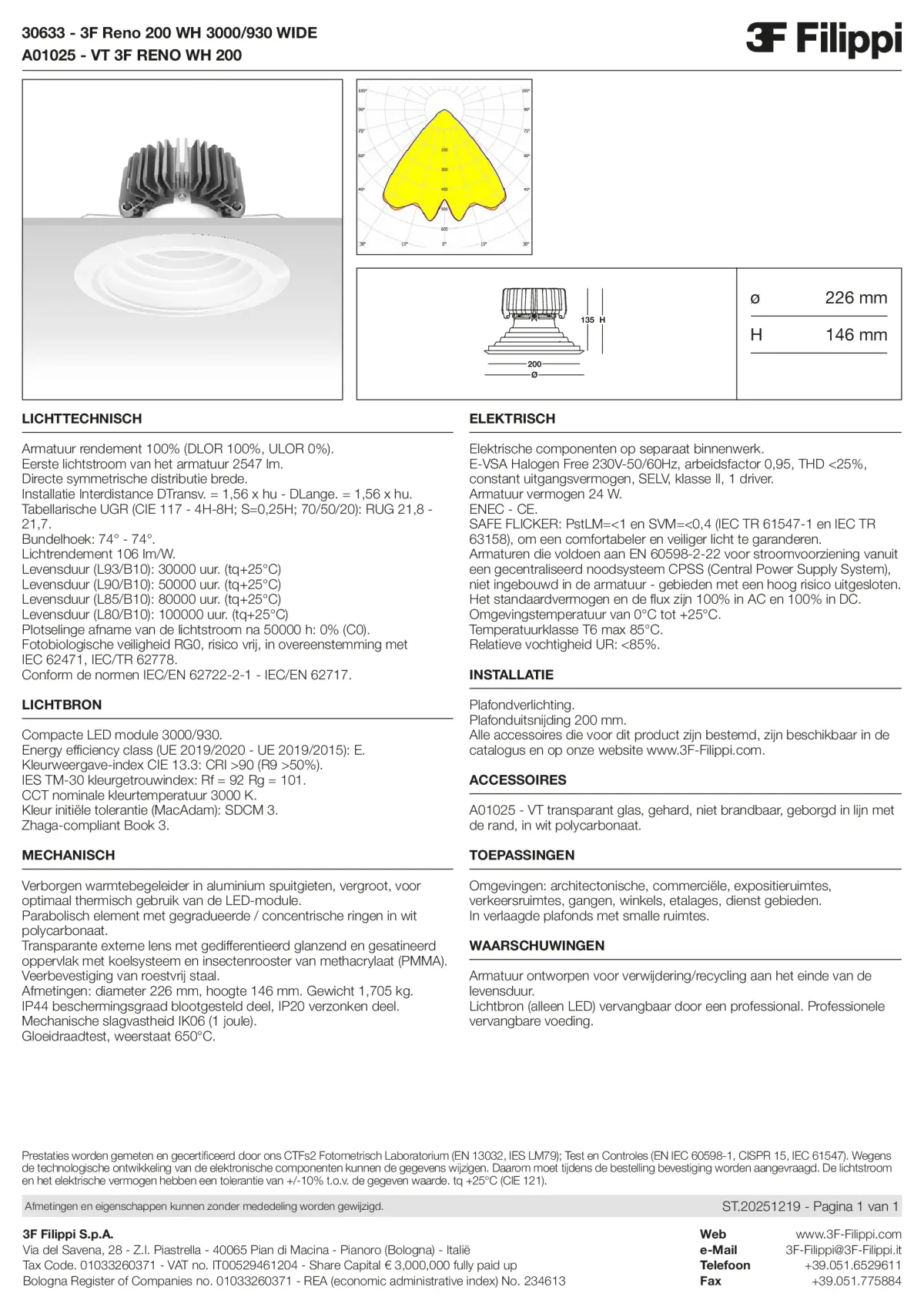 30633+A01025 - 3F Reno 200 WH 3000-930 WIDE + VT WH - Datasheet - nl
