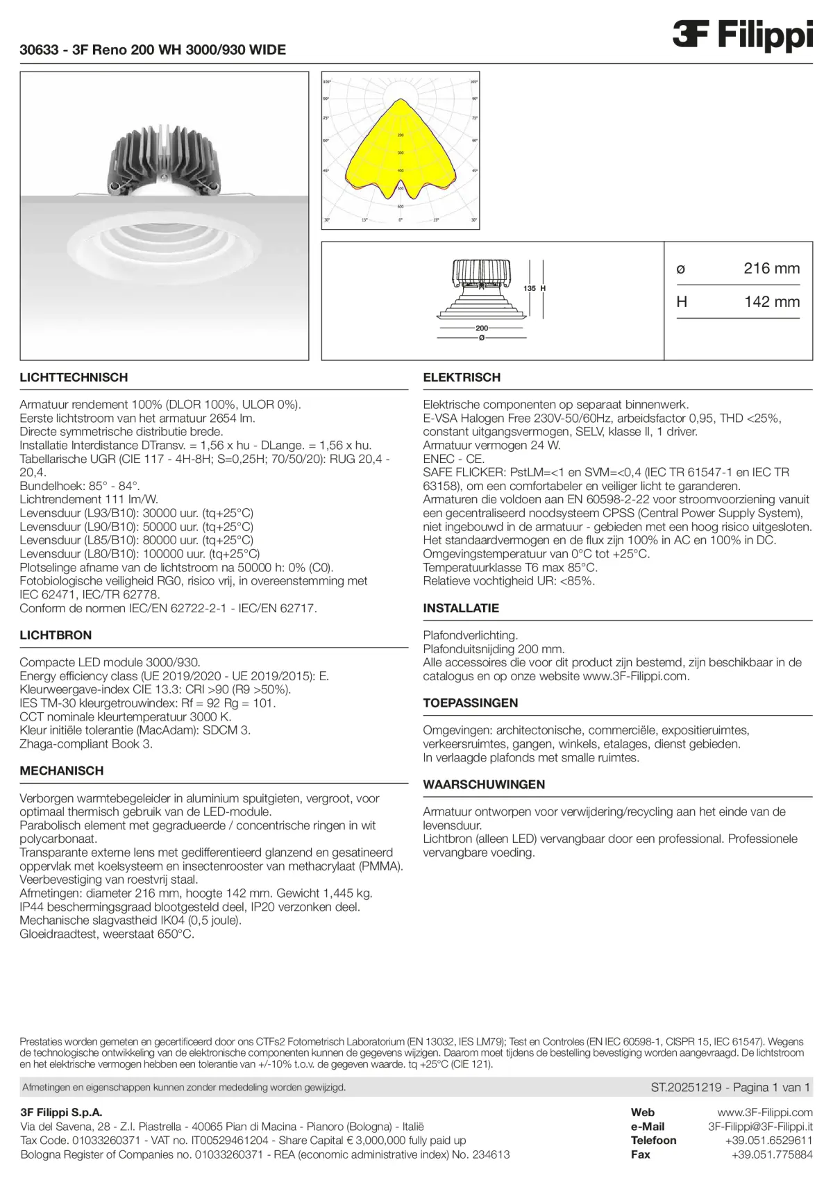 30633 - 3F Reno 200 WH 3000-930 WIDE - Datasheet - nl