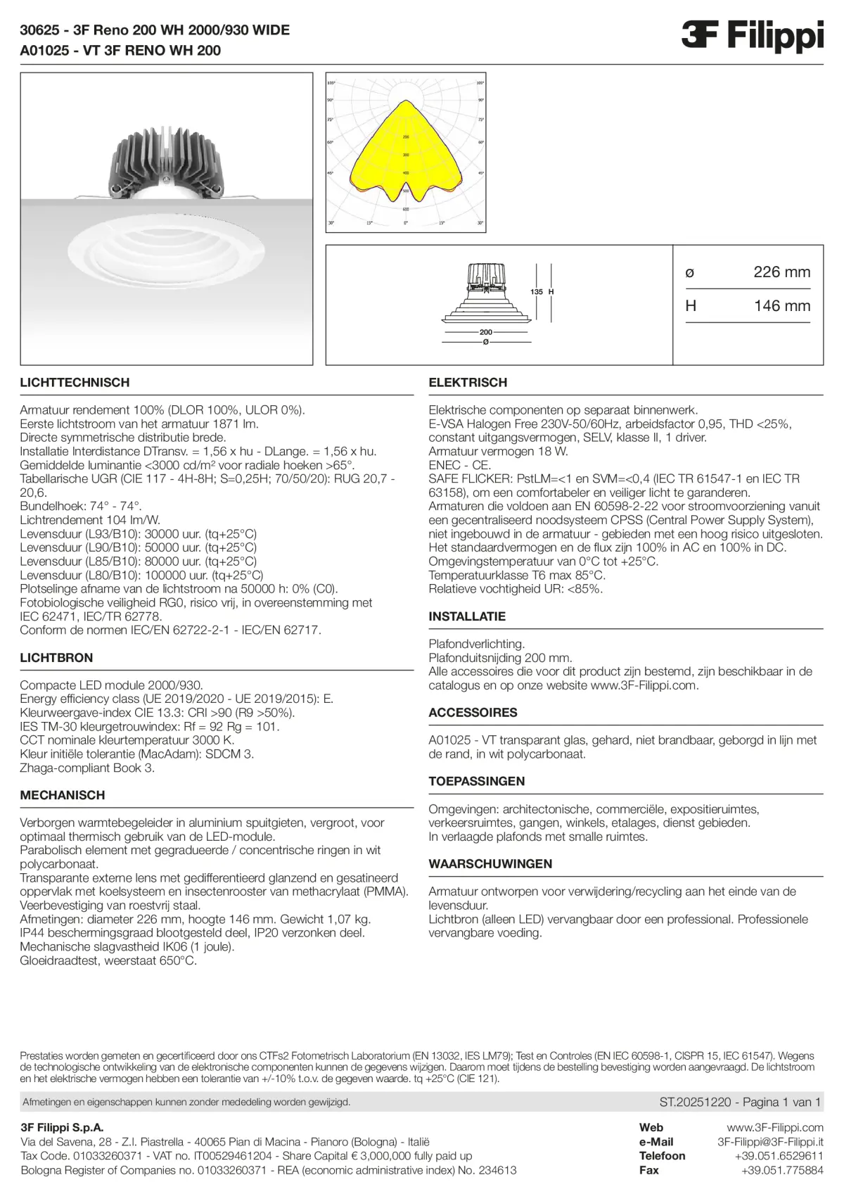 30625+A01025 - 3F Reno 200 WH 2000-930 WIDE + VT WH - Datasheet - nl