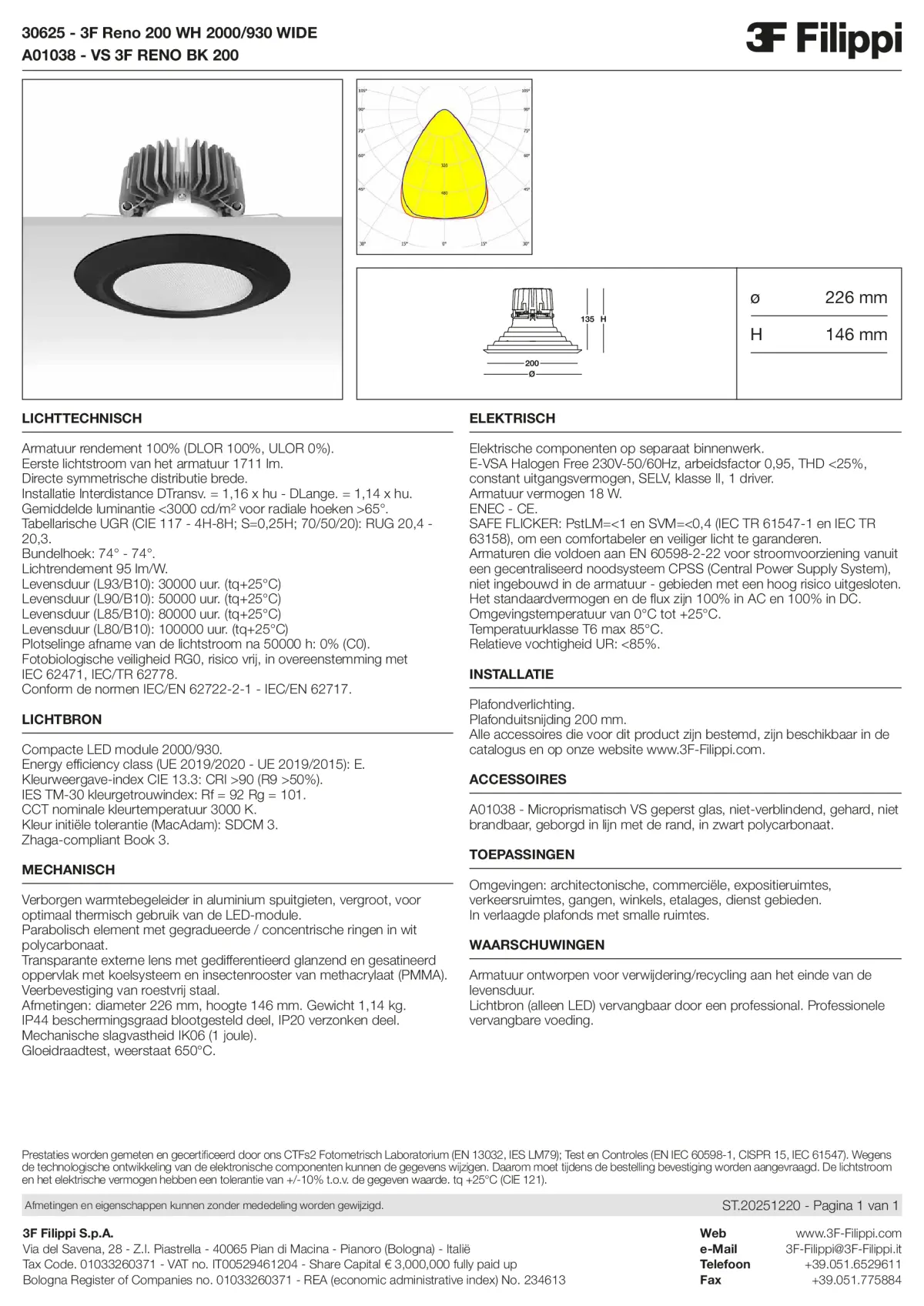 30625+A01038 - 3F Reno 200 WH 2000-930 WIDE + VS BK - Datasheet - nl