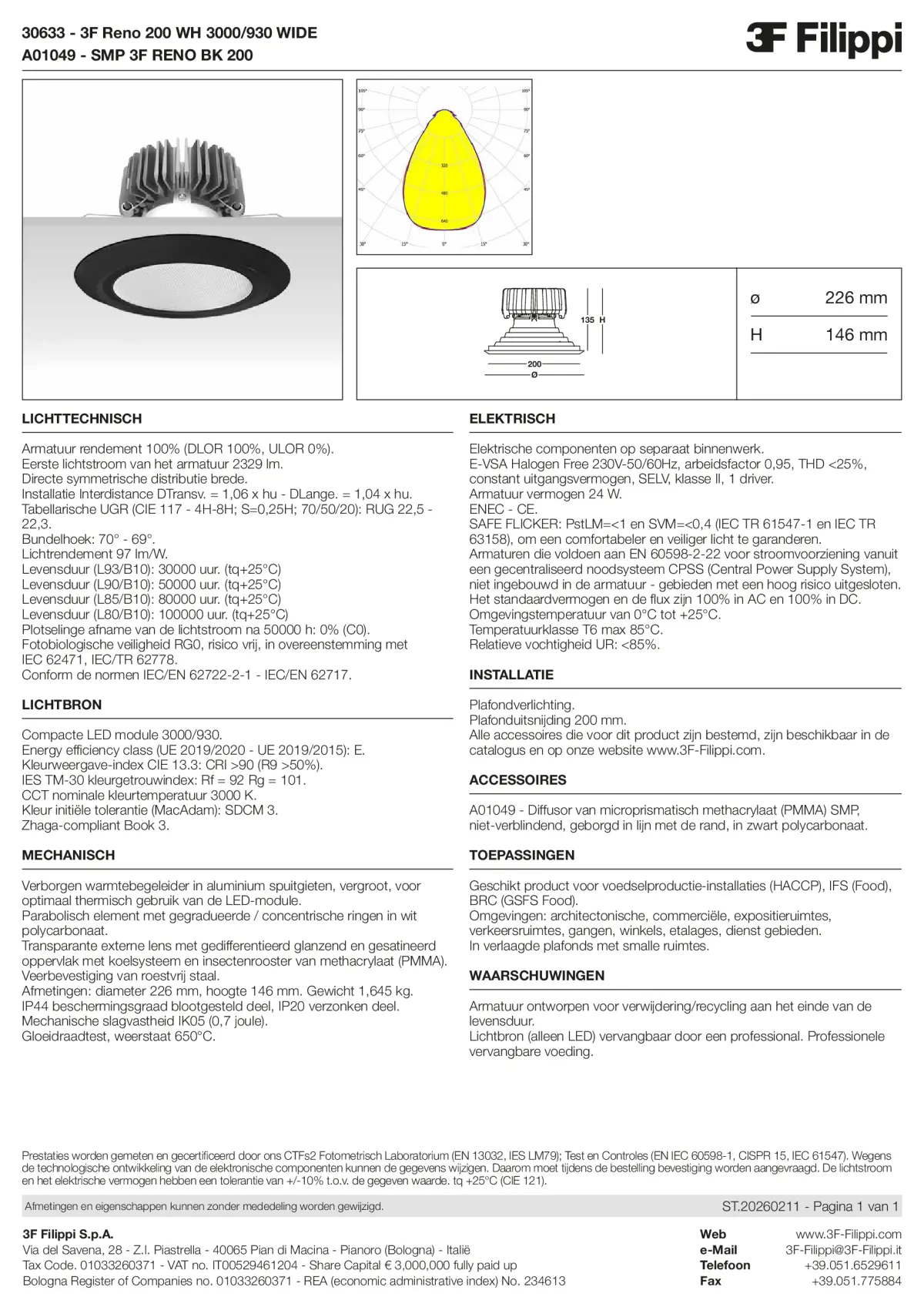 30633+A01049 - 3F Reno 200 WH 3000-930 WIDE + SMP BK - Datasheet - nl