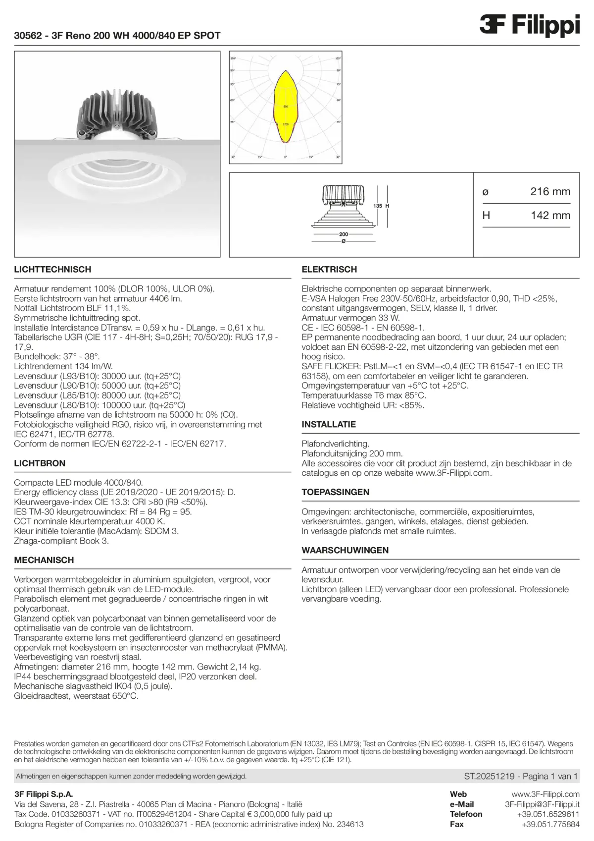 30562 - 3F Reno 200 WH 4000-840 EP SPOT - Datasheet - nl