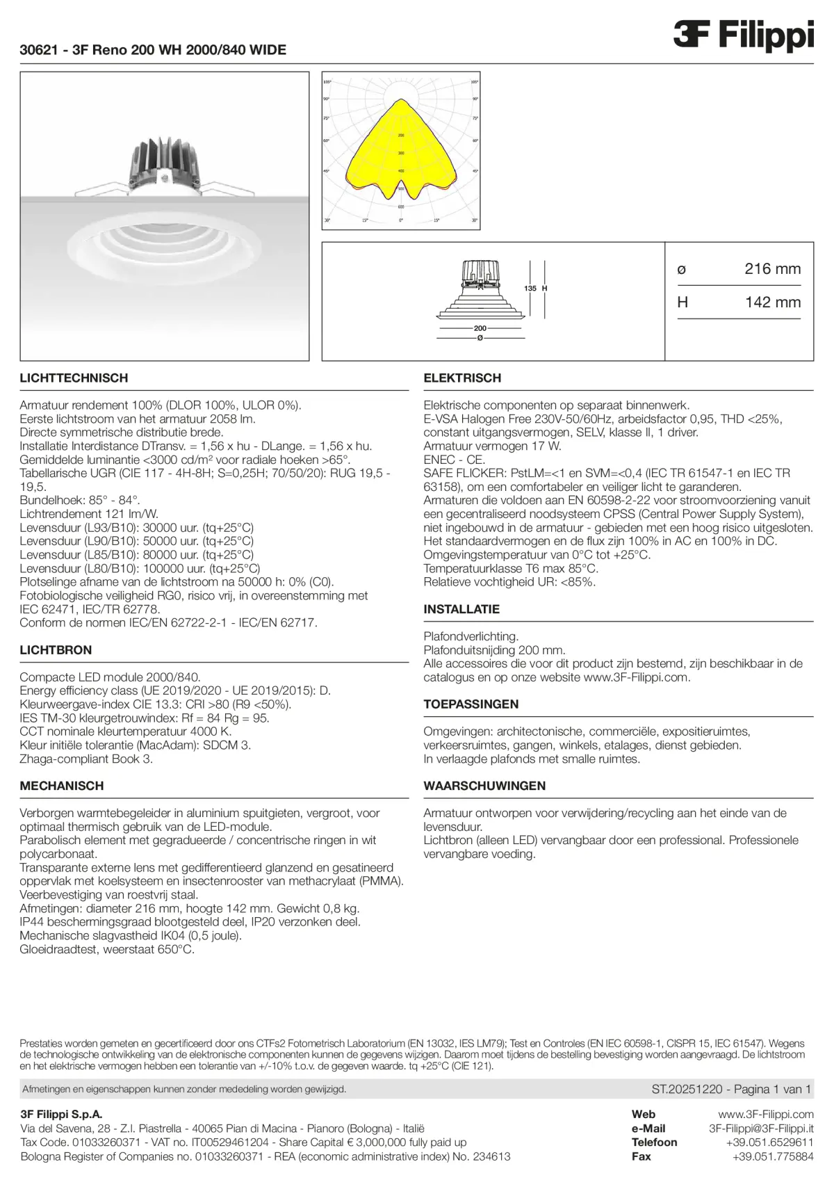 30621 - 3F Reno 200 WH 2000-840 WIDE - Datasheet - nl