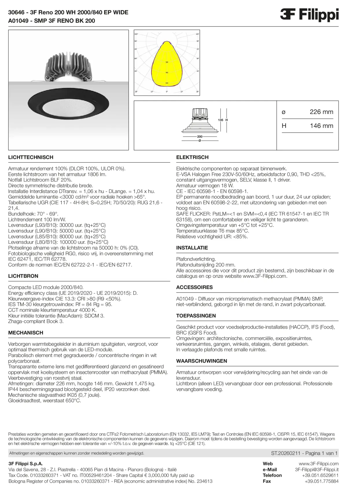 30646+A01049 - 3F Reno 200 WH 2000-840 EP WIDE + SMP BK - Datasheet - nl