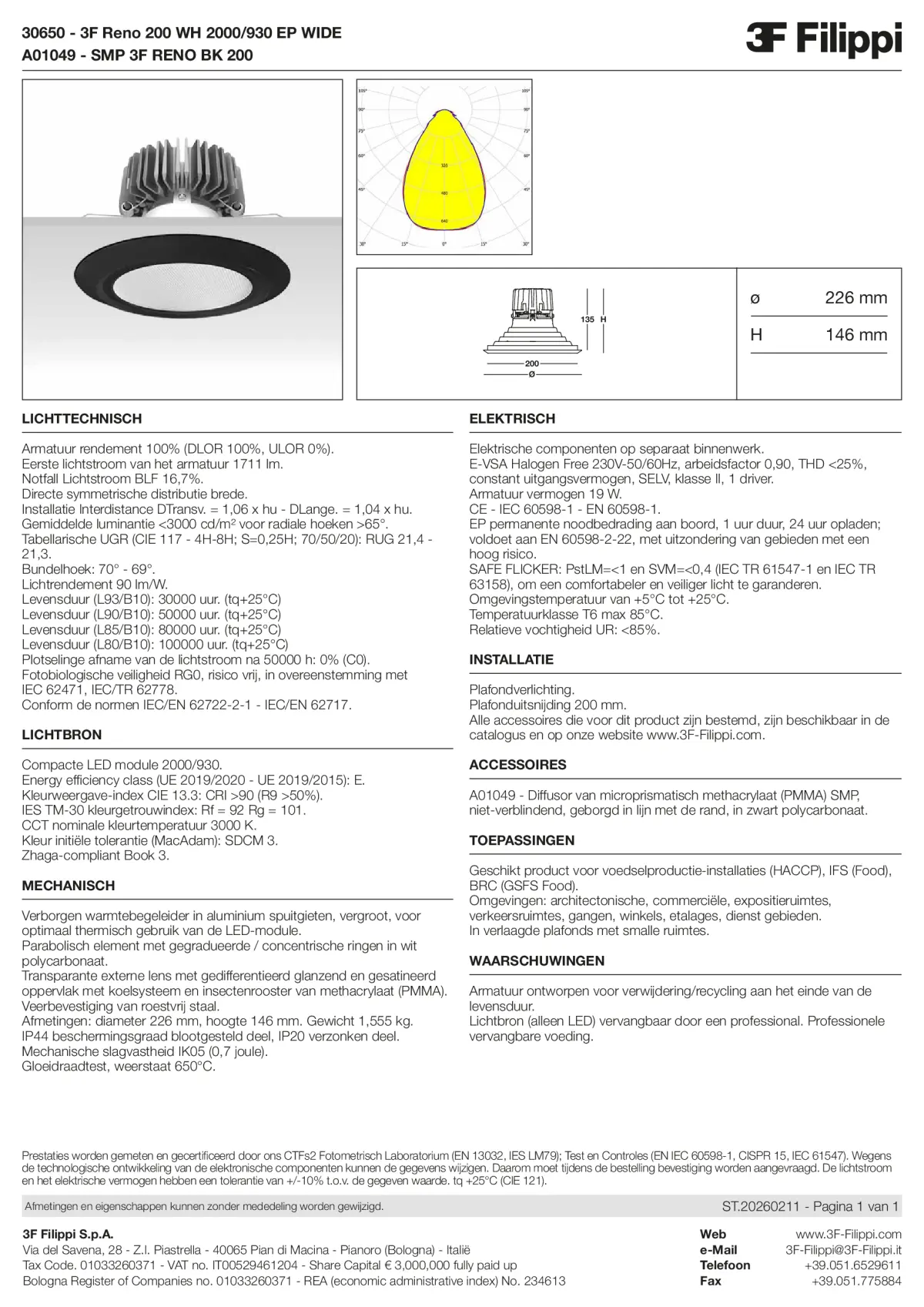 30650+A01049 - 3F Reno 200 WH 2000-930 EP WIDE + SMP BK - Datasheet - nl