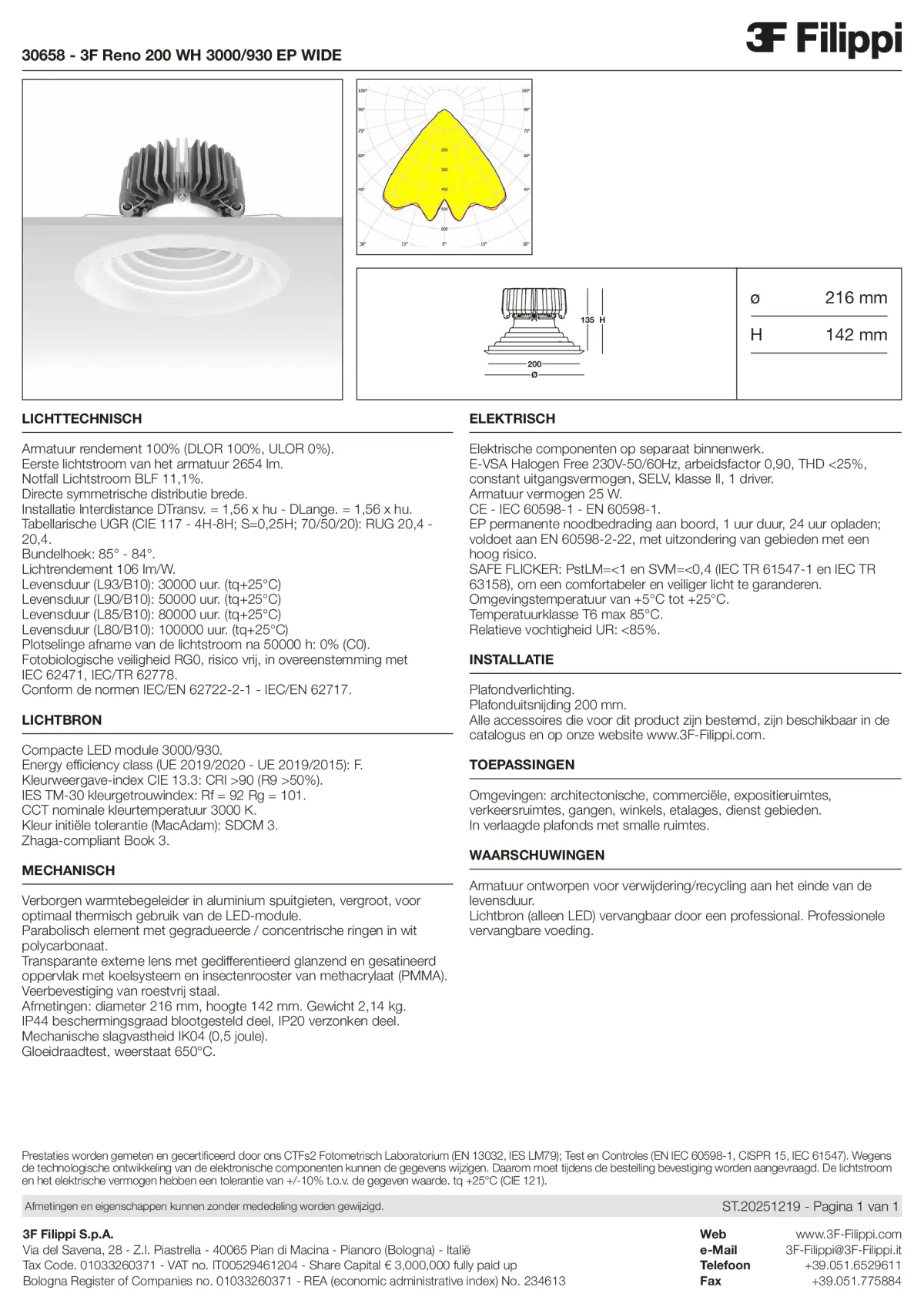 30658 - 3F Reno 200 WH 3000-930 EP WIDE - Datasheet - nl