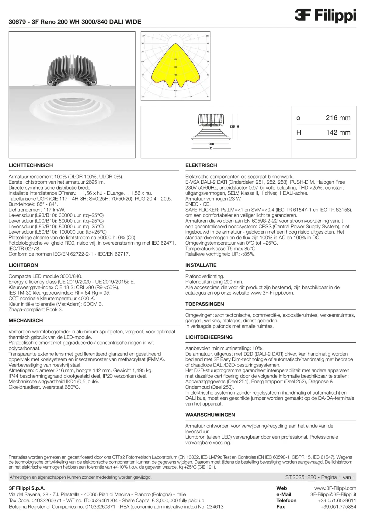 30679 - 3F Reno 200 WH 3000-840 DALI WIDE - Datasheet - nl
