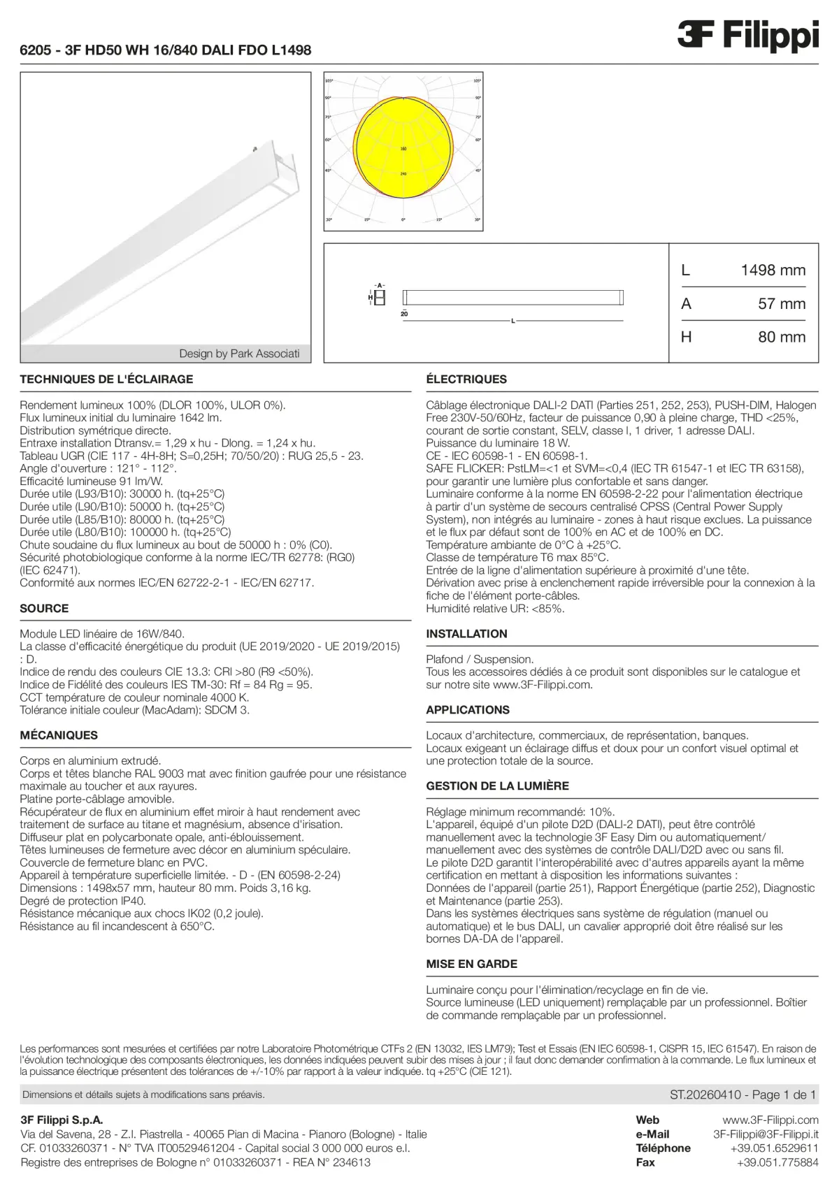 6205 - 3F HD50 WH 16-840 DALI FDO L1498 - Datasheet - fr