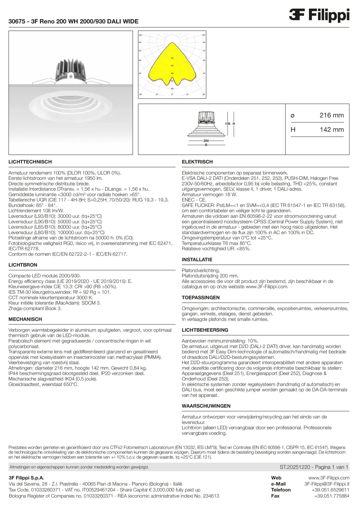 30675 - 3F Reno 200 WH 2000-930 DALI WIDE - Datasheet - nl