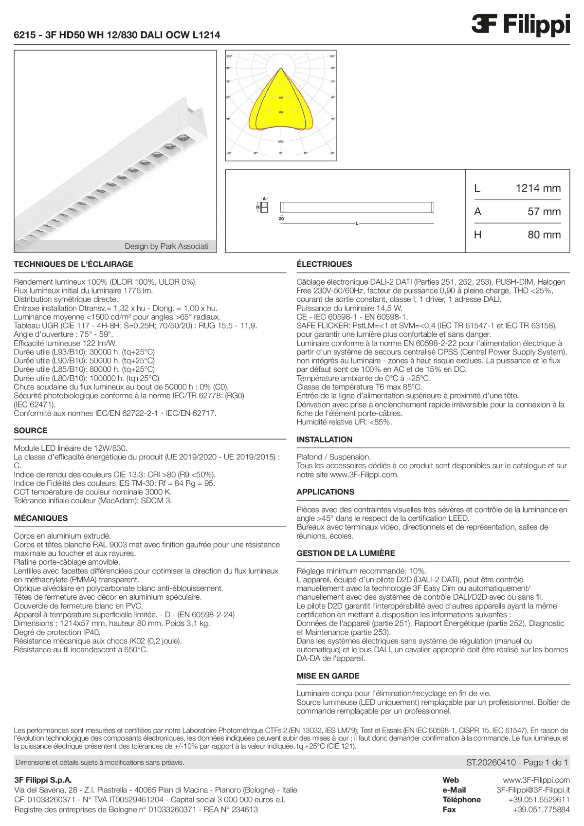 6215 - 3F HD50 WH 12-830 DALI OCW L1214 - Datasheet - fr