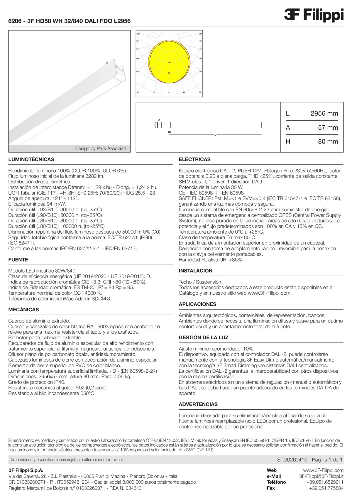 6206 - 3F HD50 WH 32-840 DALI FDO L2956 - Datasheet - es