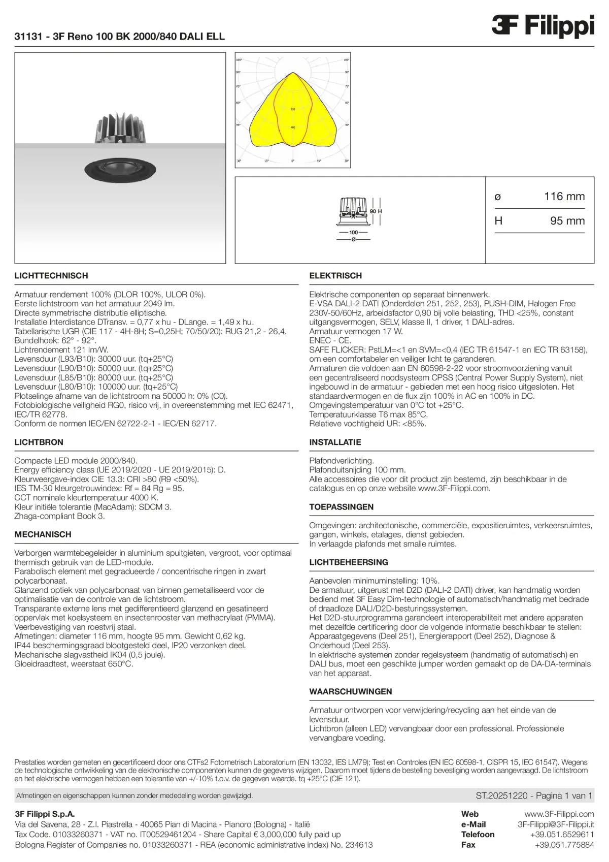 31131 - 3F Reno 100 BK 2000-840 DALI ELL - Datasheet - nl