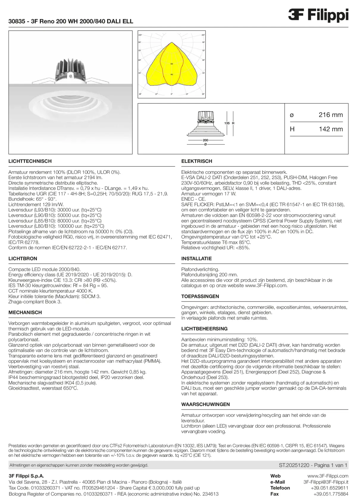 30835 - 3F Reno 200 WH 2000-840 DALI ELL - Datasheet - nl