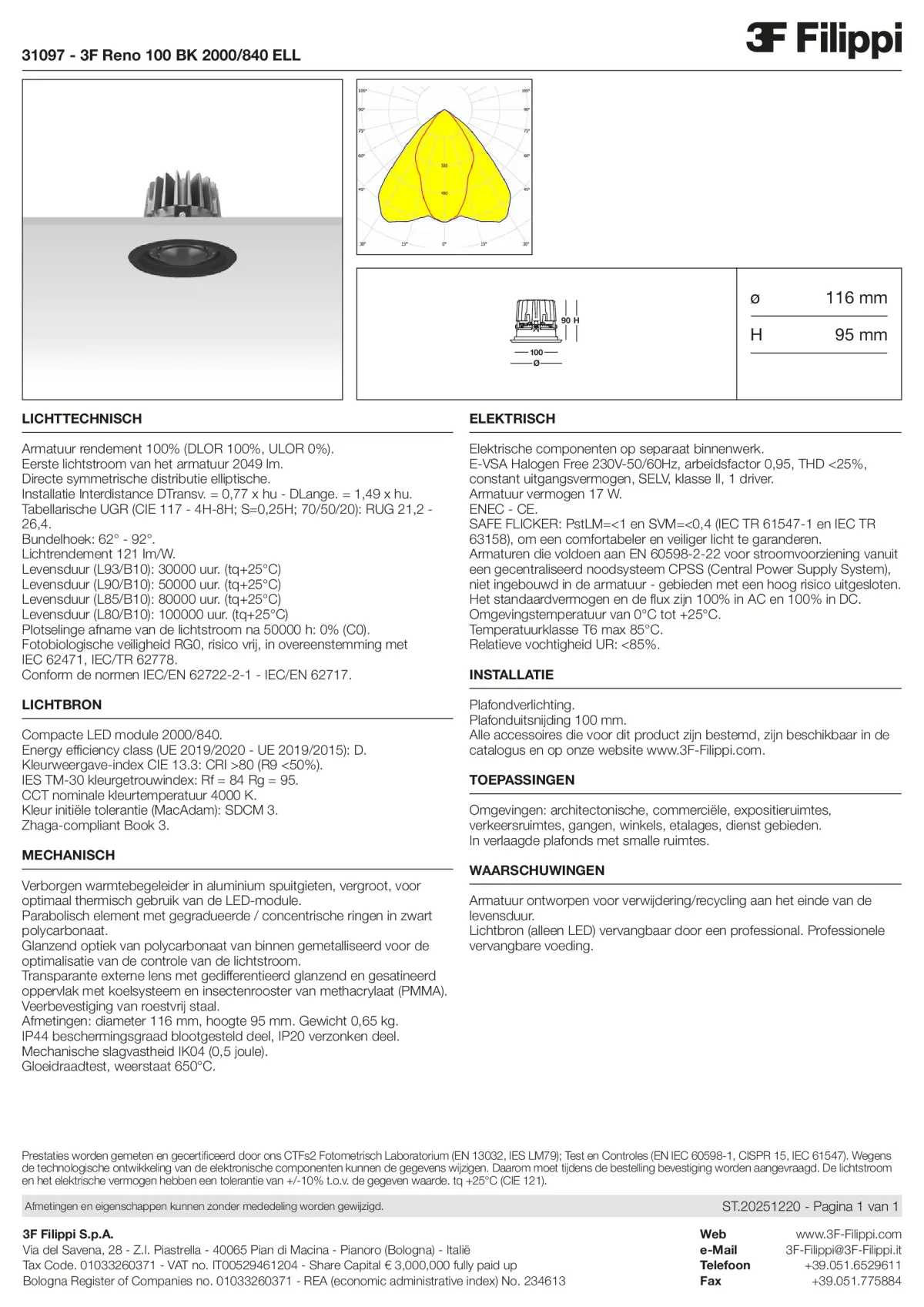 31097 - 3F Reno 100 BK 2000-840 ELL - Datasheet - nl