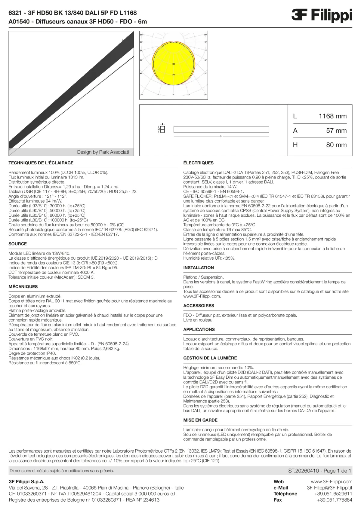 6321+A01540 - 3F HD50 BK 13-840 DALI 5P FD L1168 + FDO - Datasheet - fr