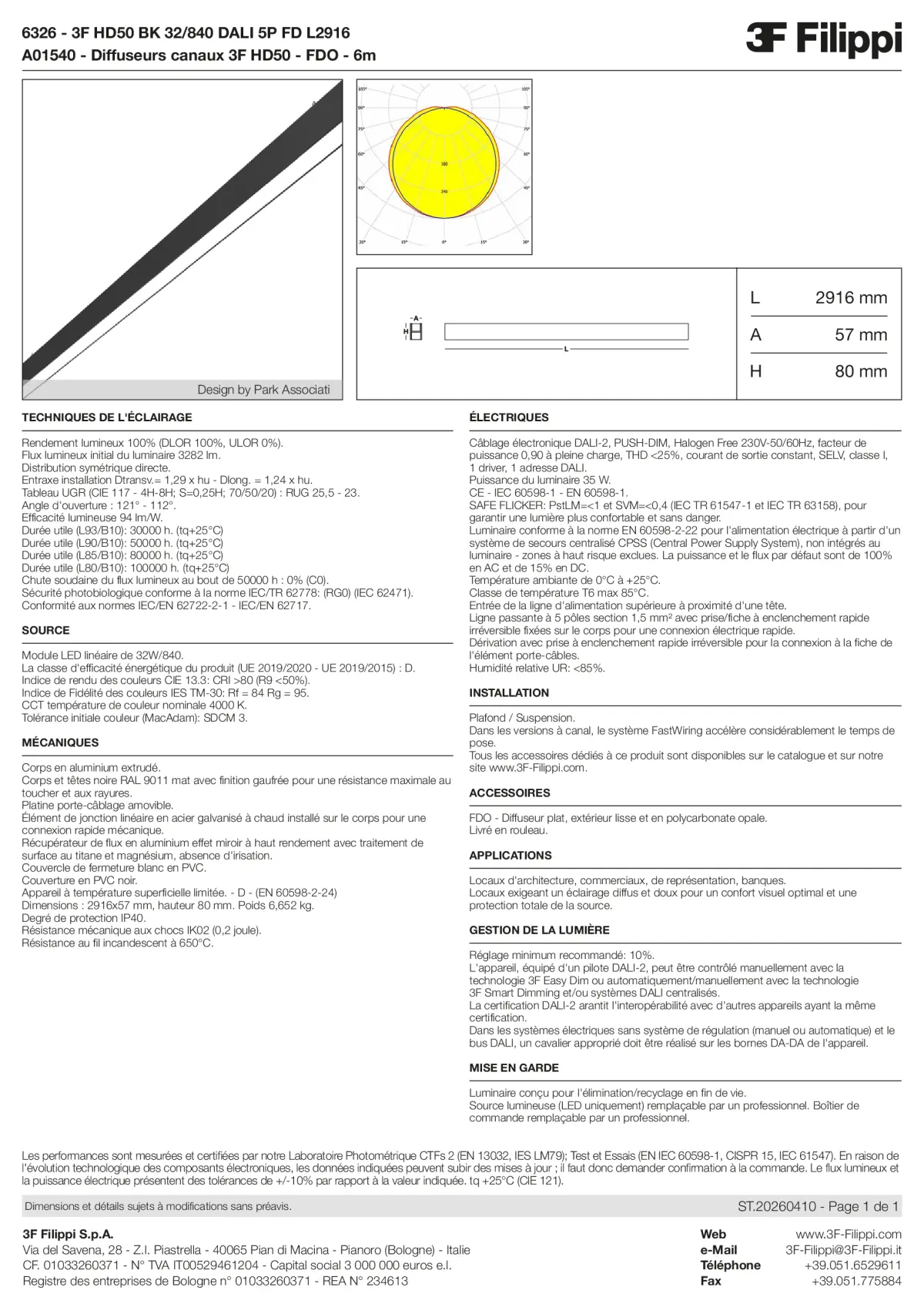 6326+A01540 - 3F HD50 BK 32-840 DALI 5P FD L2916 + FDO - Datasheet - fr