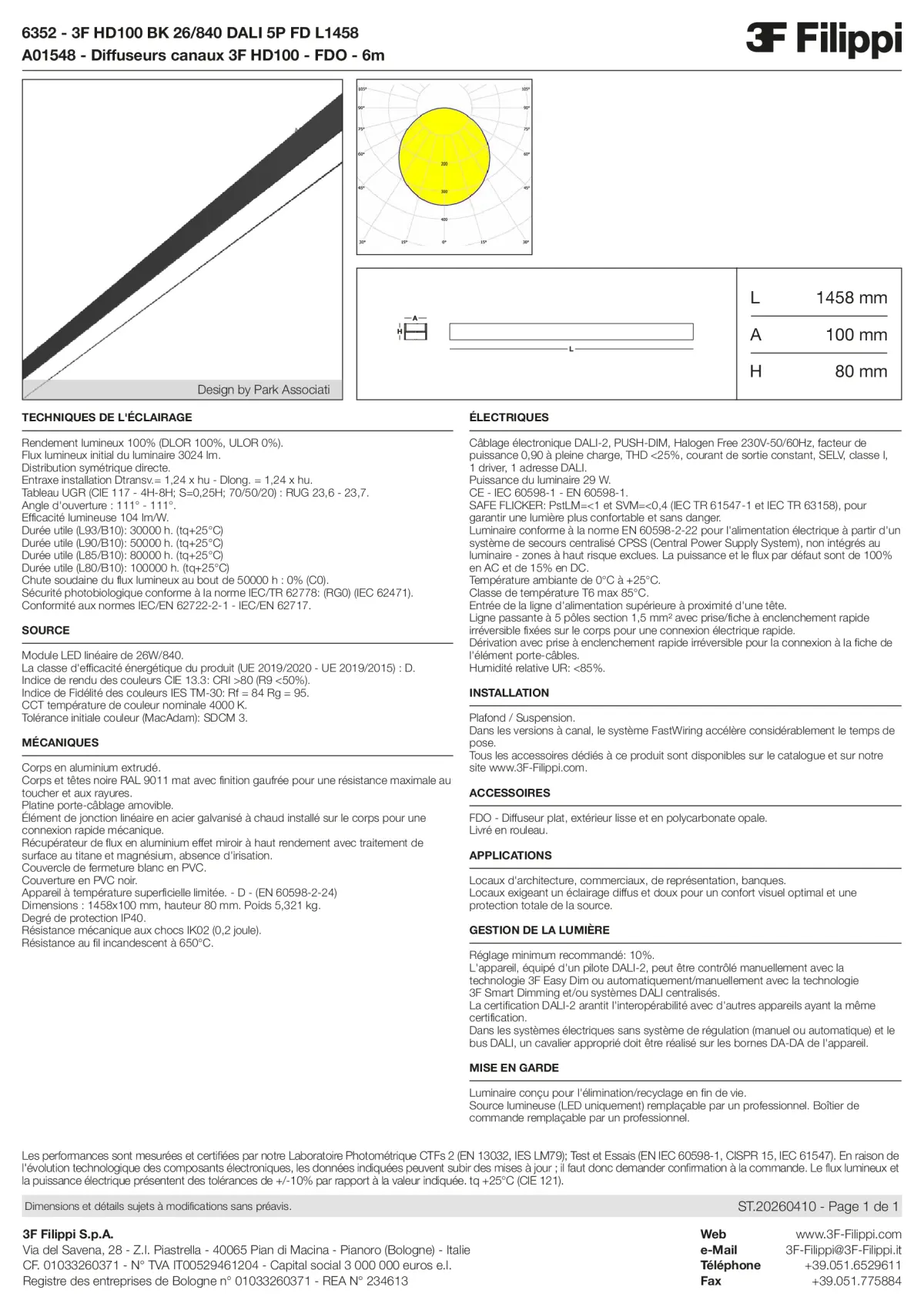 6352+A01548 - 3F HD100 BK 26-840 DALI 5P FD L1458 + FDO - Datasheet - fr