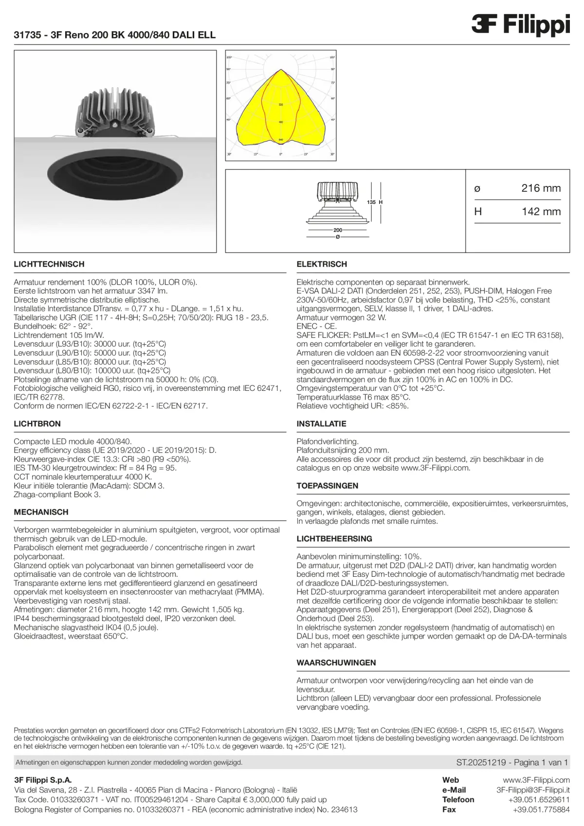 31735 - 3F Reno 200 BK 4000-840 DALI ELL - Datasheet - nl