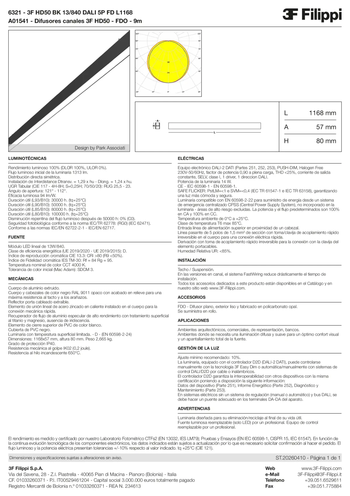 6321+A01541 - 3F HD50 BK 13-840 DALI 5P FD L1168 + FDO - Datasheet - es