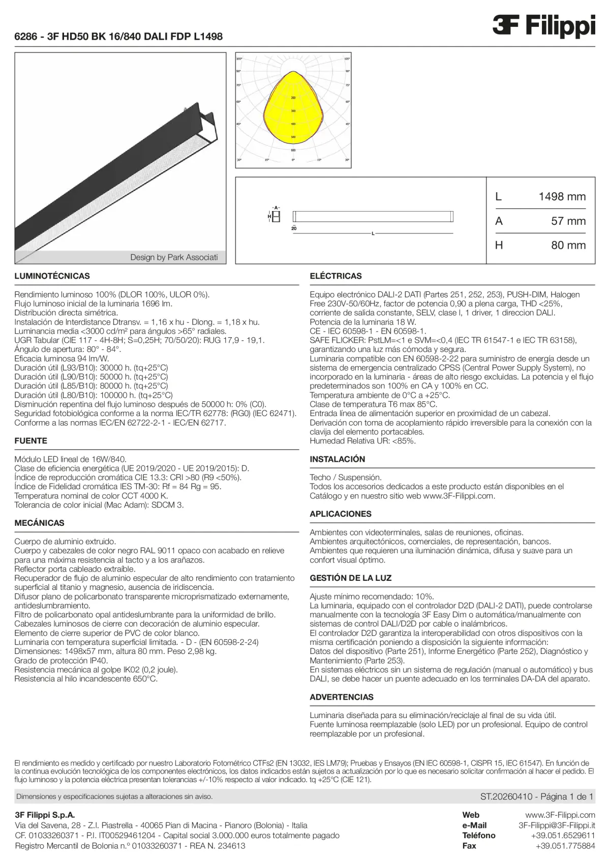 6286 - 3F HD50 BK 16-840 DALI FDP L1498 - Datasheet - es