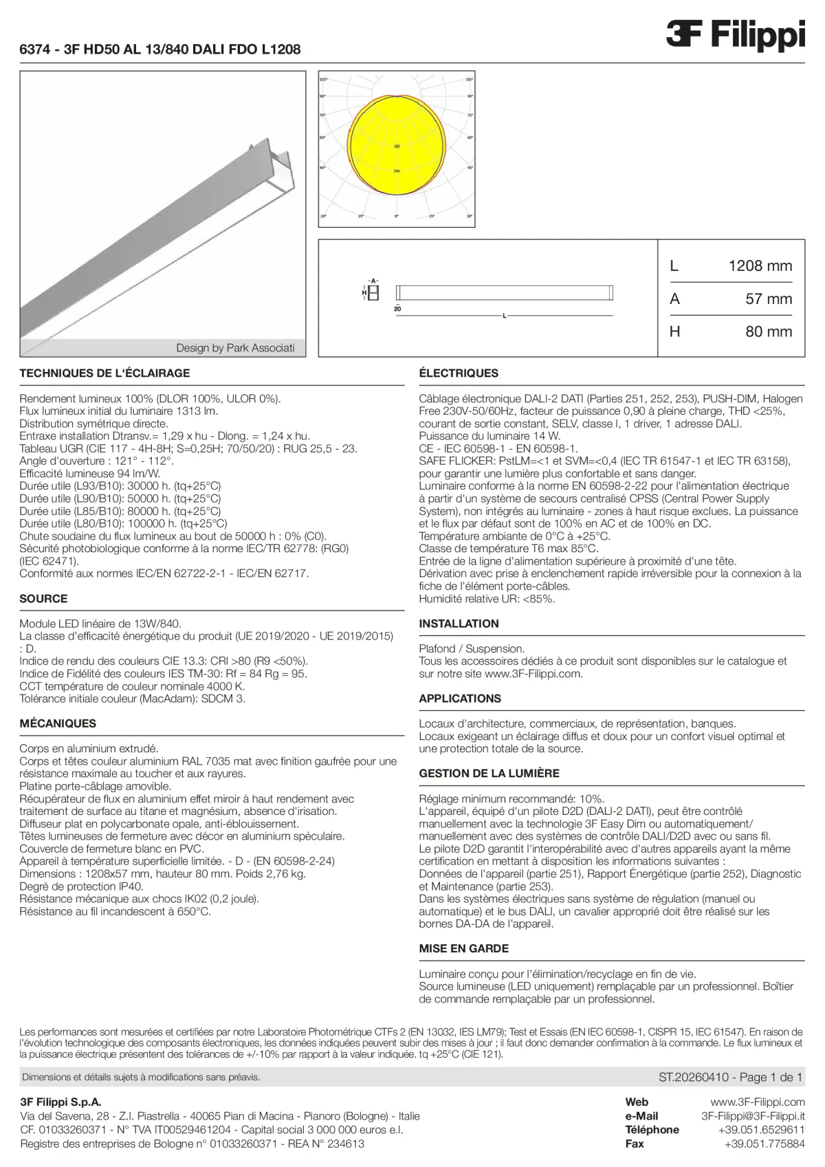 6374 - 3F HD50 AL 13-840 DALI FDO L1208 - Datasheet - fr