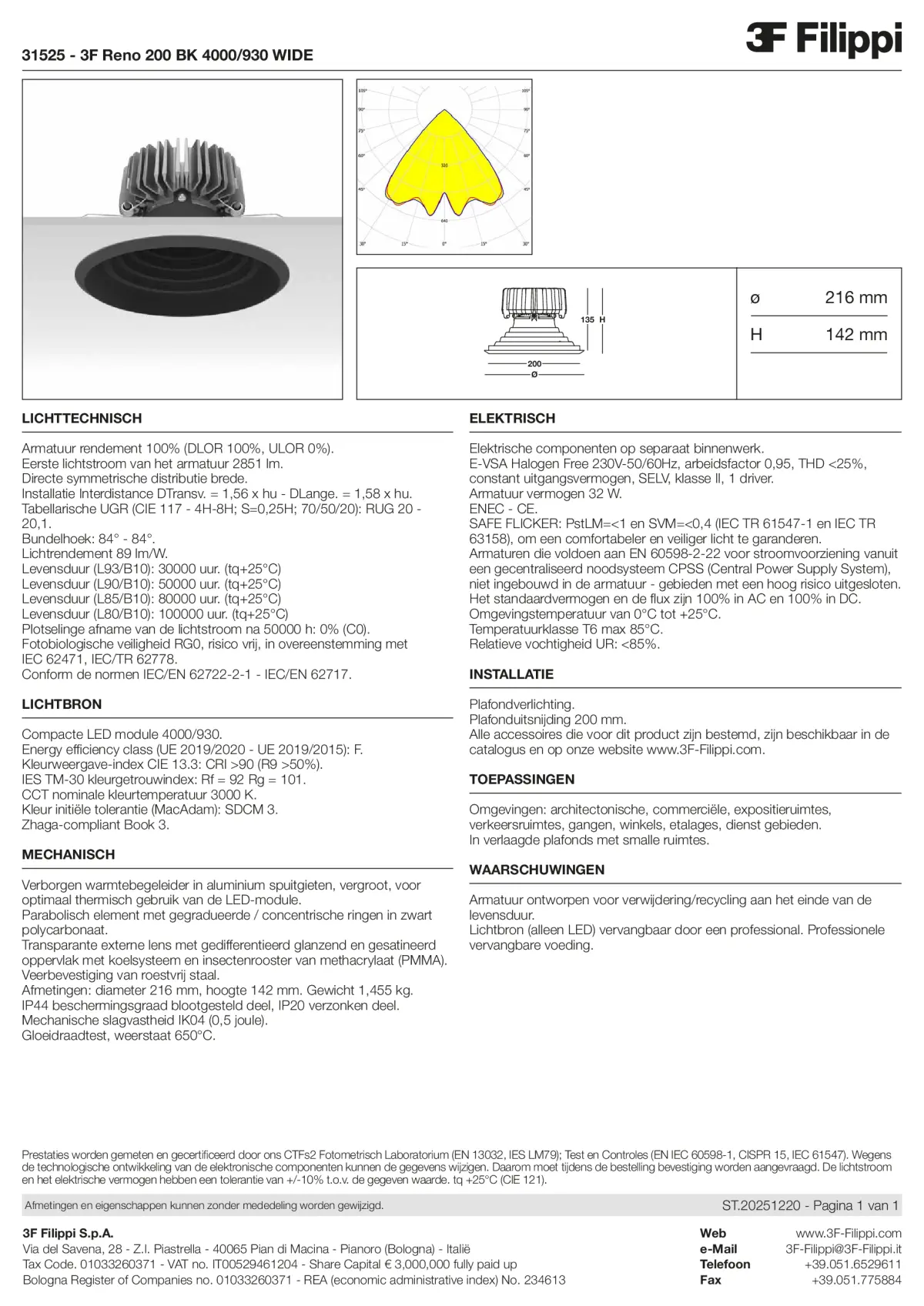 31525 - 3F Reno 200 BK 4000-930 WIDE - Datasheet - nl