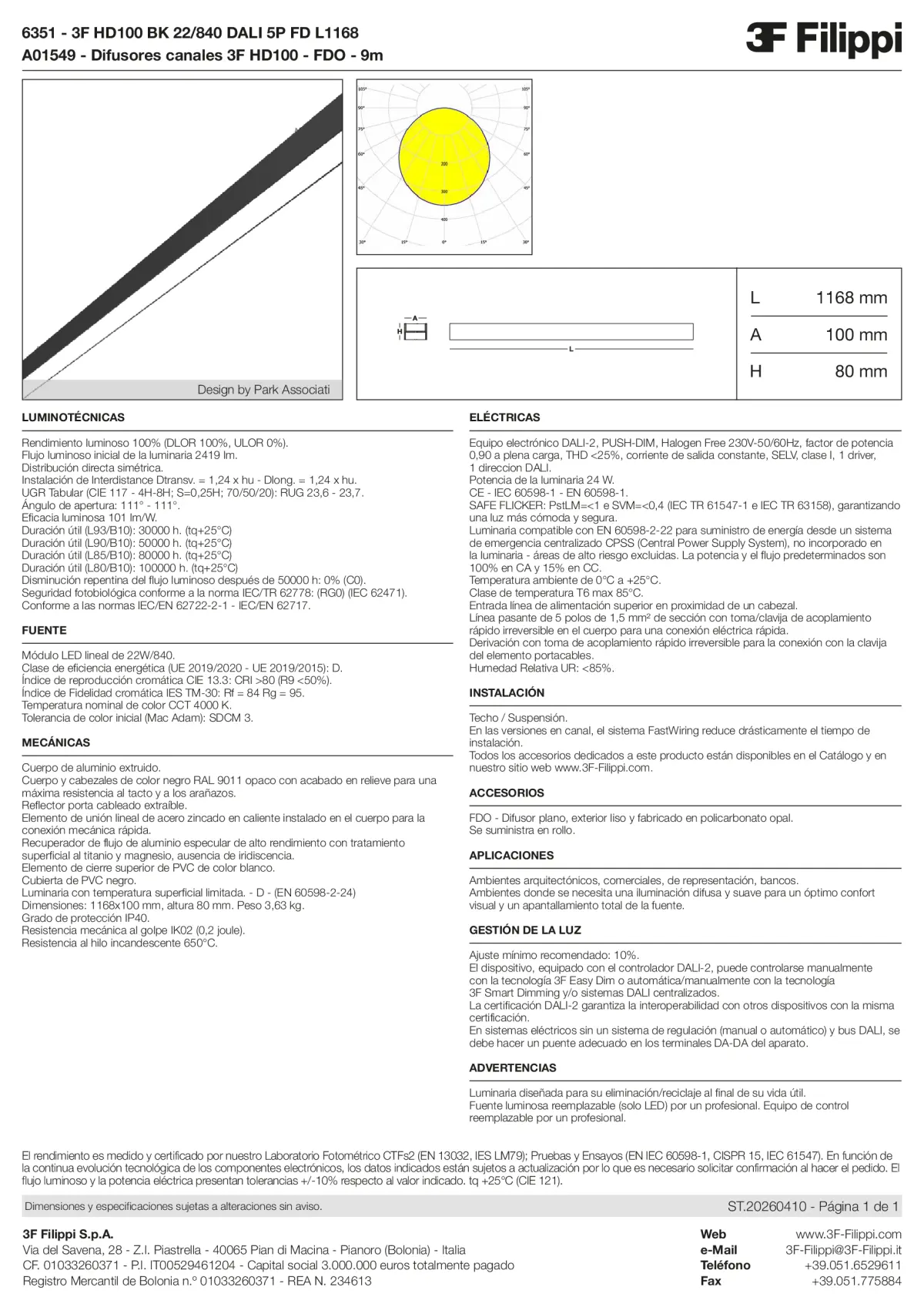 6351+A01549 - 3F HD100 BK 22-840 DALI 5P FD L1168 + FDO - Datasheet - es