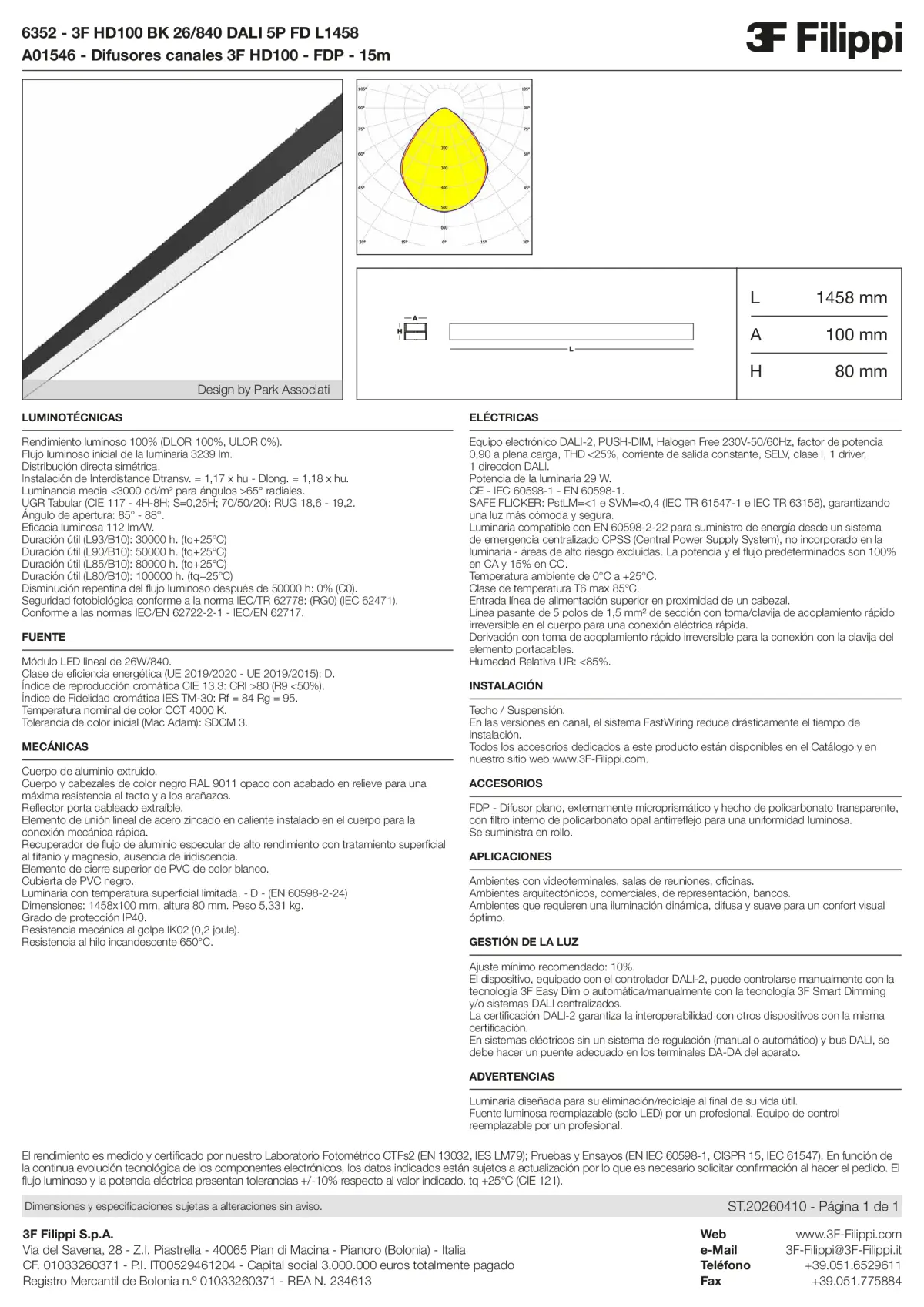 6352+A01546 - 3F HD100 BK 26-840 DALI 5P FD L1458 + FDP - Datasheet - es