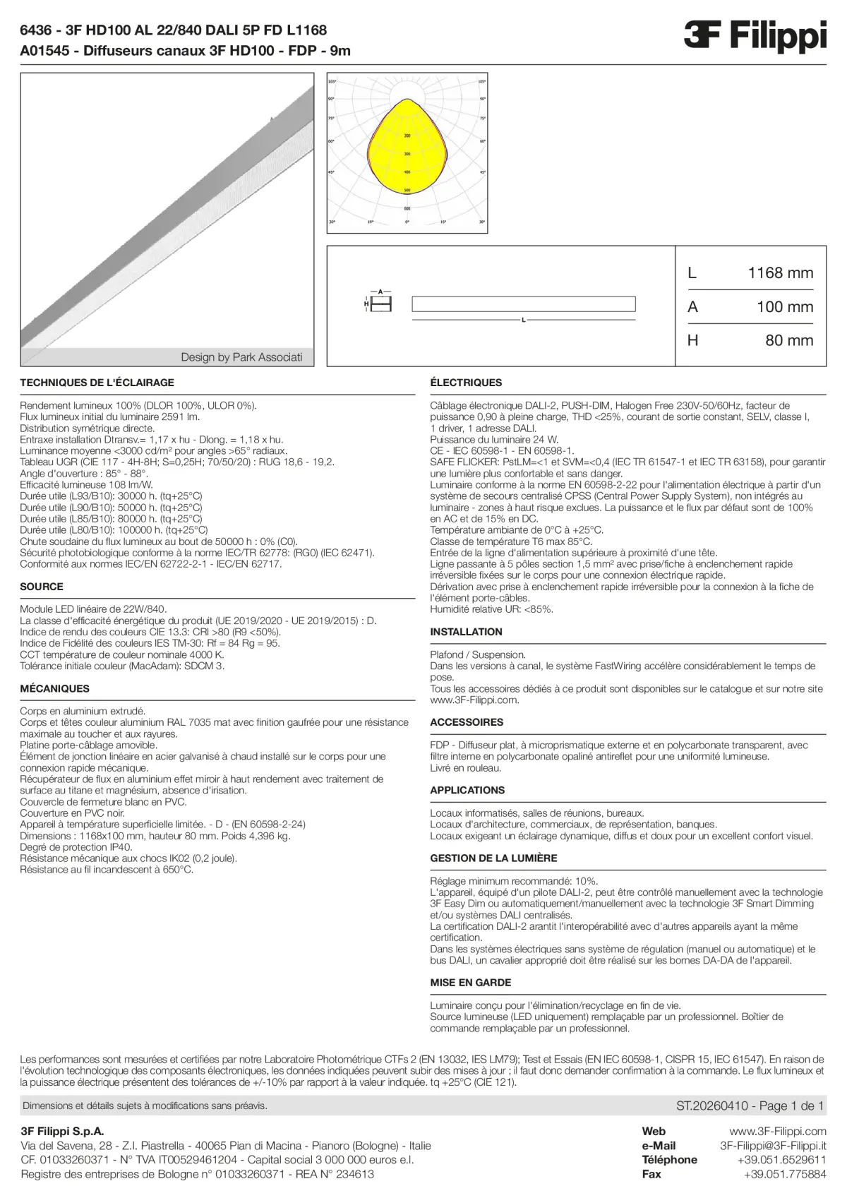 6436+A01545 - 3F HD100 AL 22-840 DALI 5P FD L1168 + FDP - Datasheet - fr