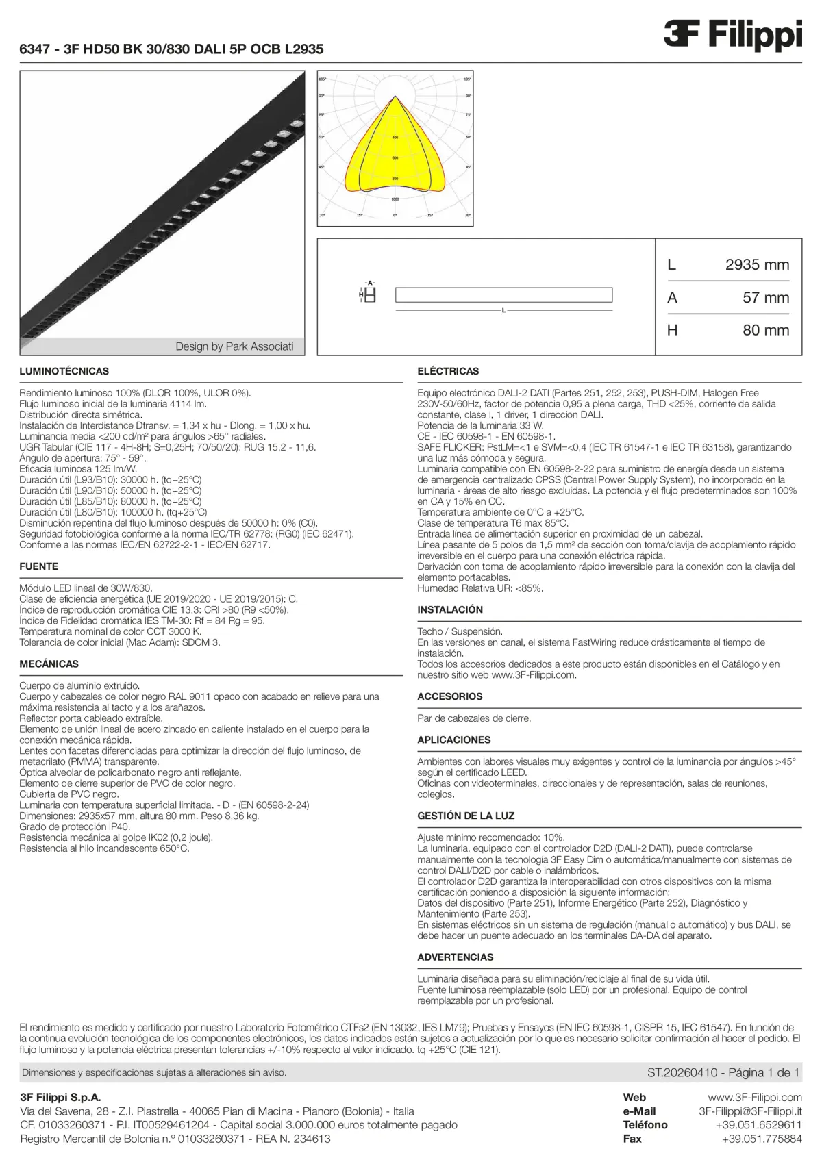 6347 - 3F HD50 BK 30-830 DALI 5P OCB L2935 - Datasheet - es