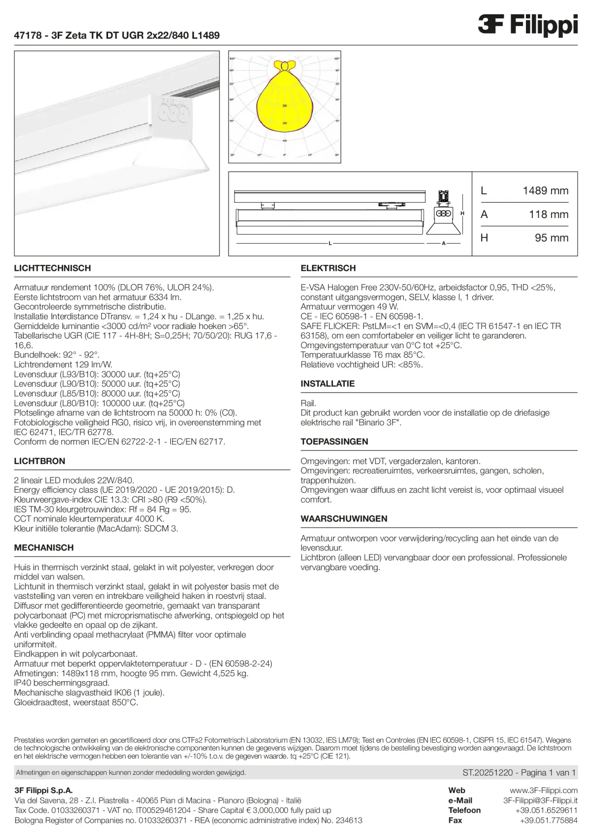 47178 - 3F Zeta TK DT UGR 2x22-840 L1489 - Datasheet - nl