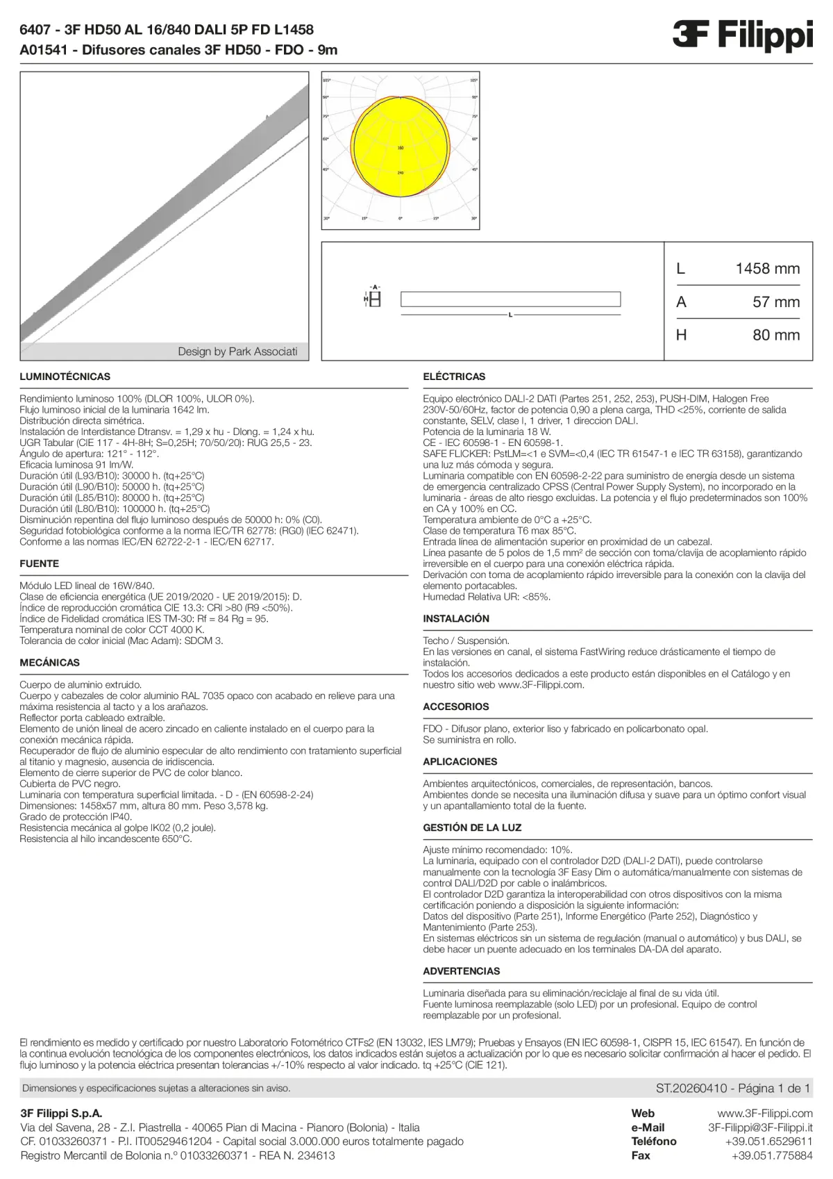 6407+A01541 - 3F HD50 AL 16-840 DALI 5P FD L1458 + FDO - Datasheet - es