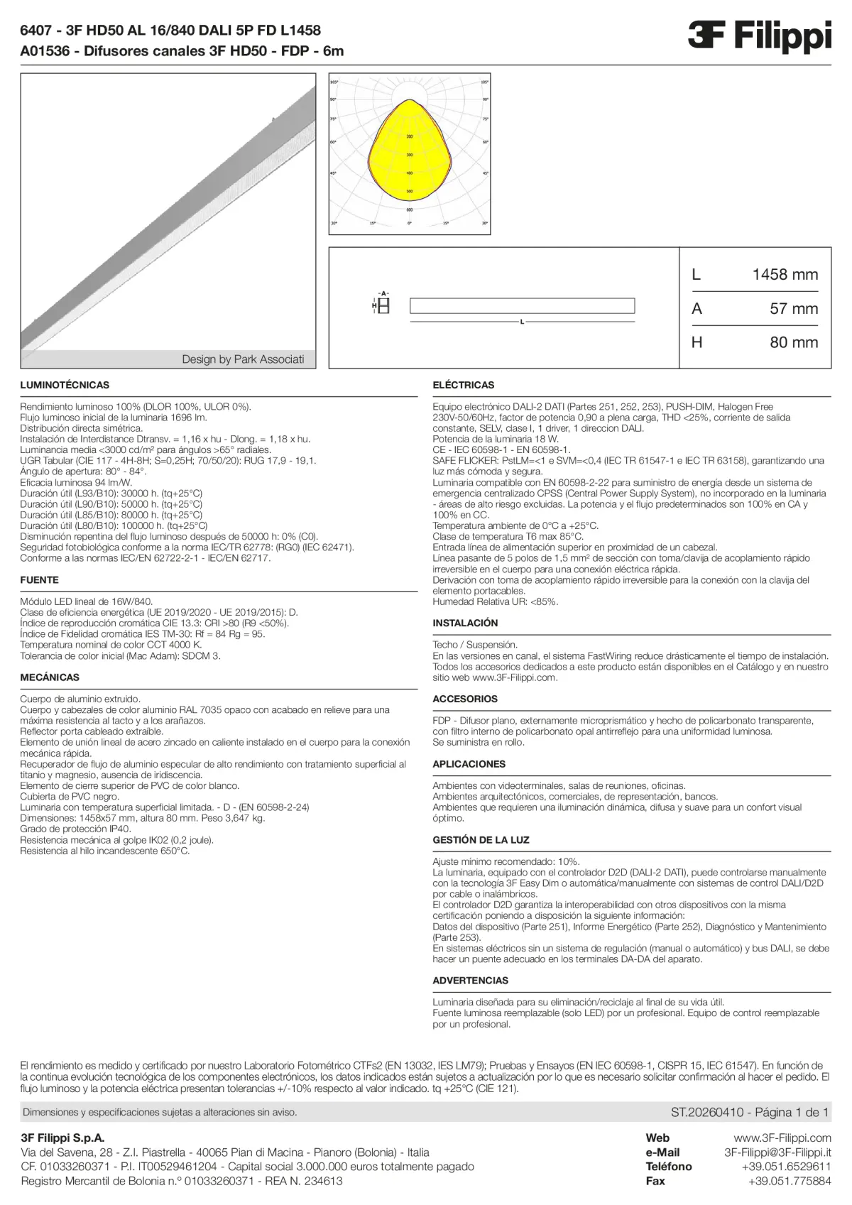 6407+A01536 - 3F HD50 AL 16-840 DALI 5P FD L1458 + FDP - Datasheet - es