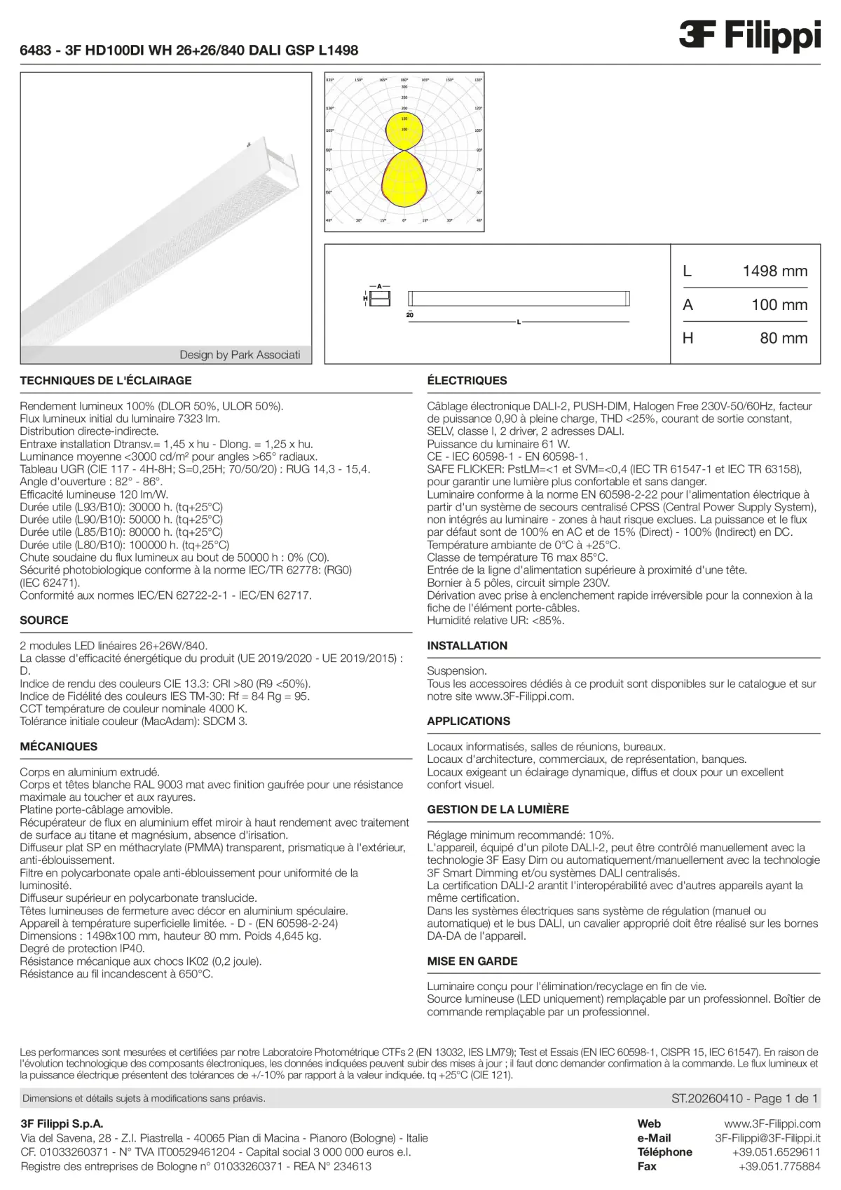 6483 - 3F HD100DI WH 26+26-840 DALI GSP L1498 - Datasheet - fr