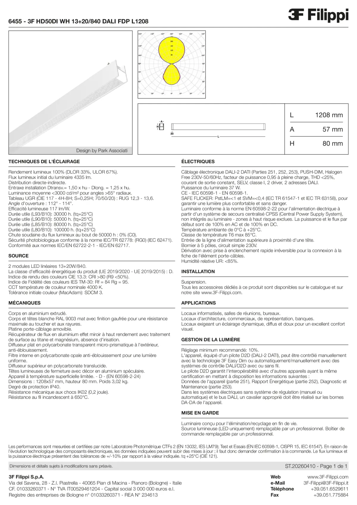 6455 - 3F HD50DI WH 13+20-840 DALI FDP L1208 - Datasheet - fr