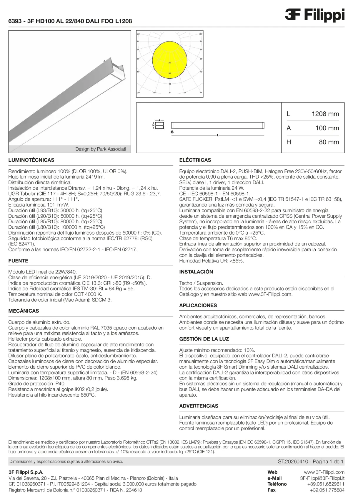 6393 - 3F HD100 AL 22-840 DALI FDO L1208 - Datasheet - es