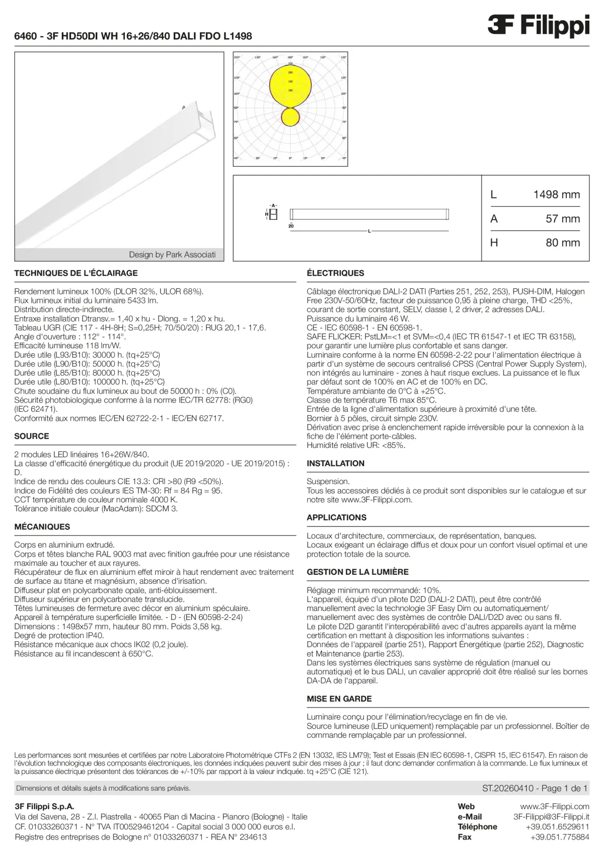 6460 - 3F HD50DI WH 16+26-840 DALI FDO L1498 - Datasheet - fr