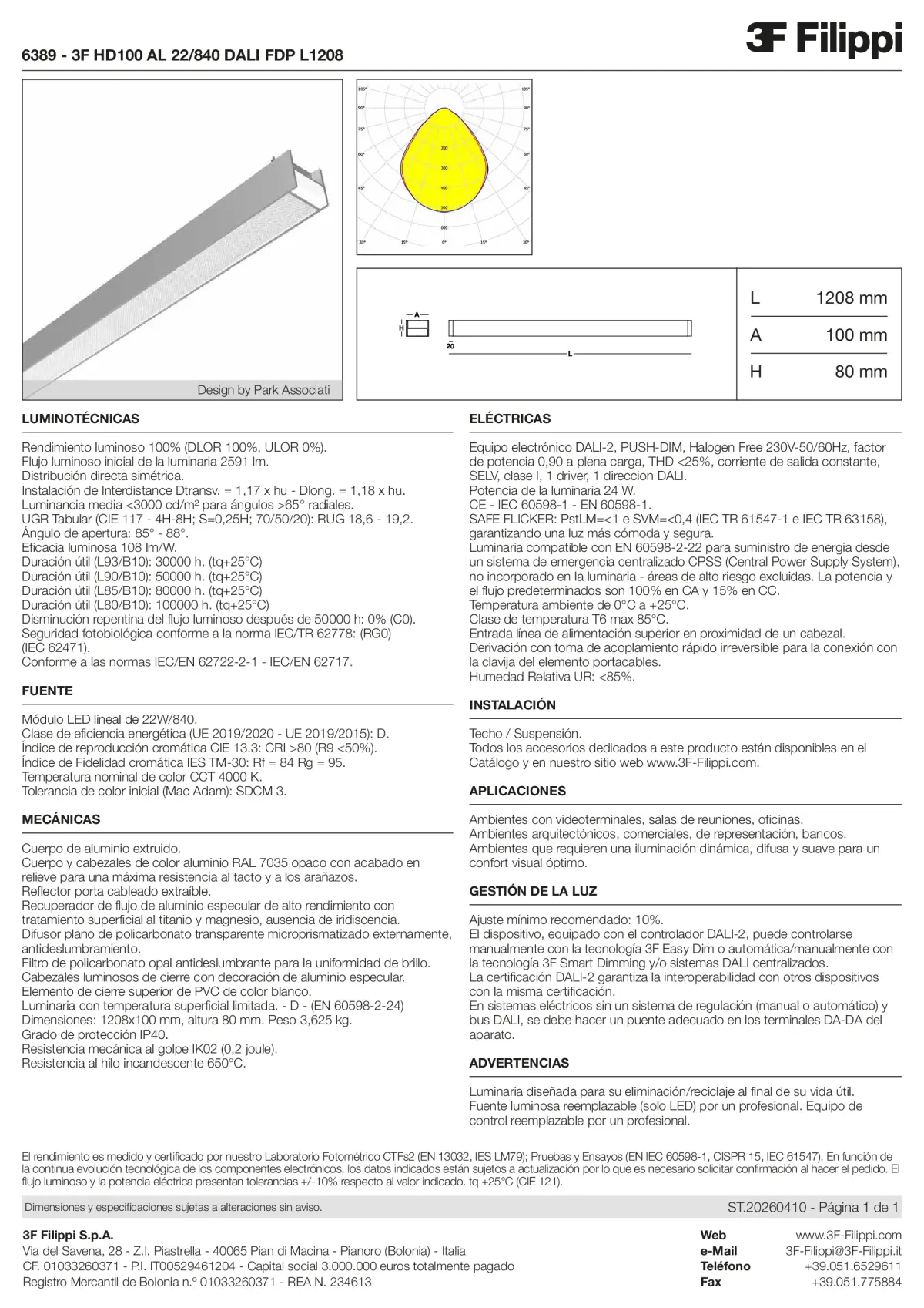 6389 - 3F HD100 AL 22-840 DALI FDP L1208 - Datasheet - es