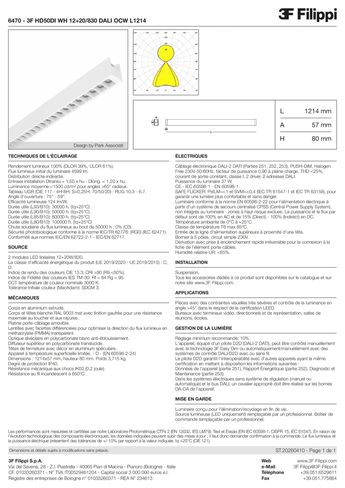 6470 - 3F HD50DI WH 12+20-830 DALI OCW L1214 - Datasheet - fr