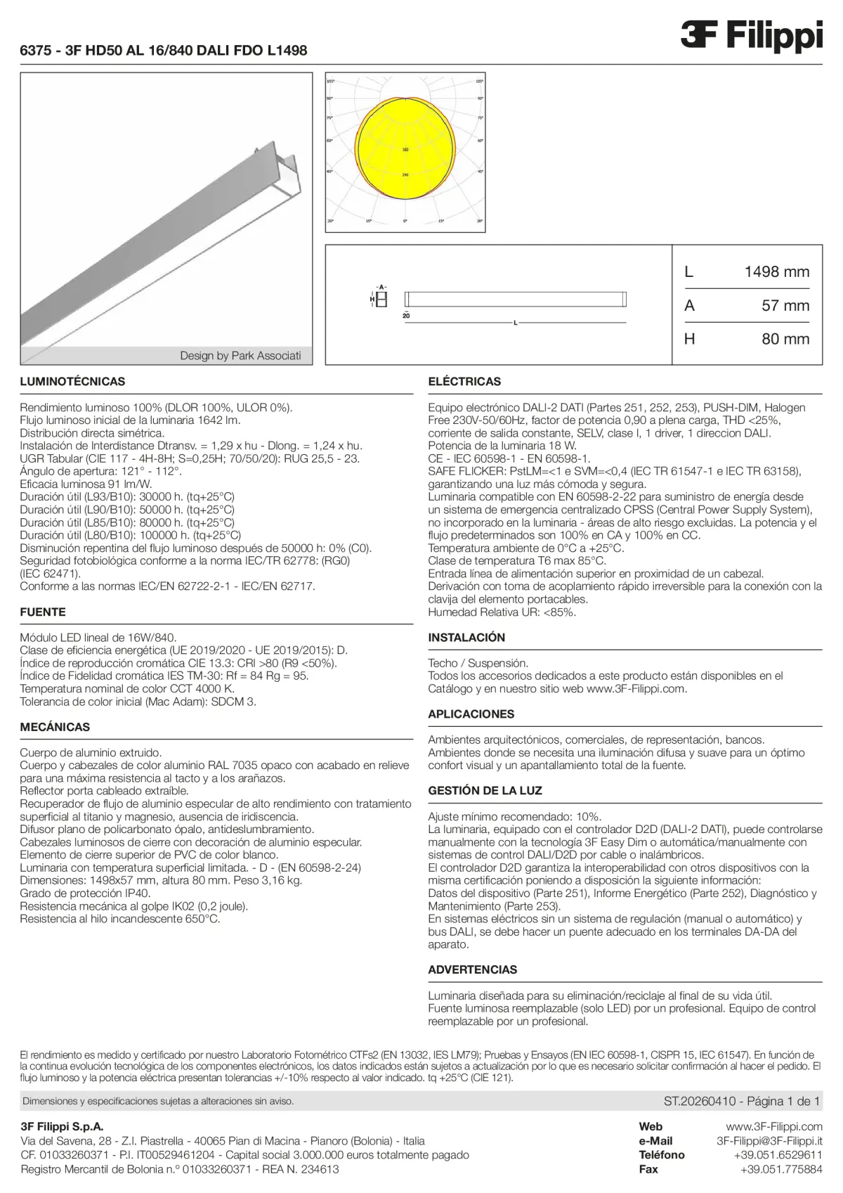 6375 - 3F HD50 AL 16-840 DALI FDO L1498 - Datasheet - es