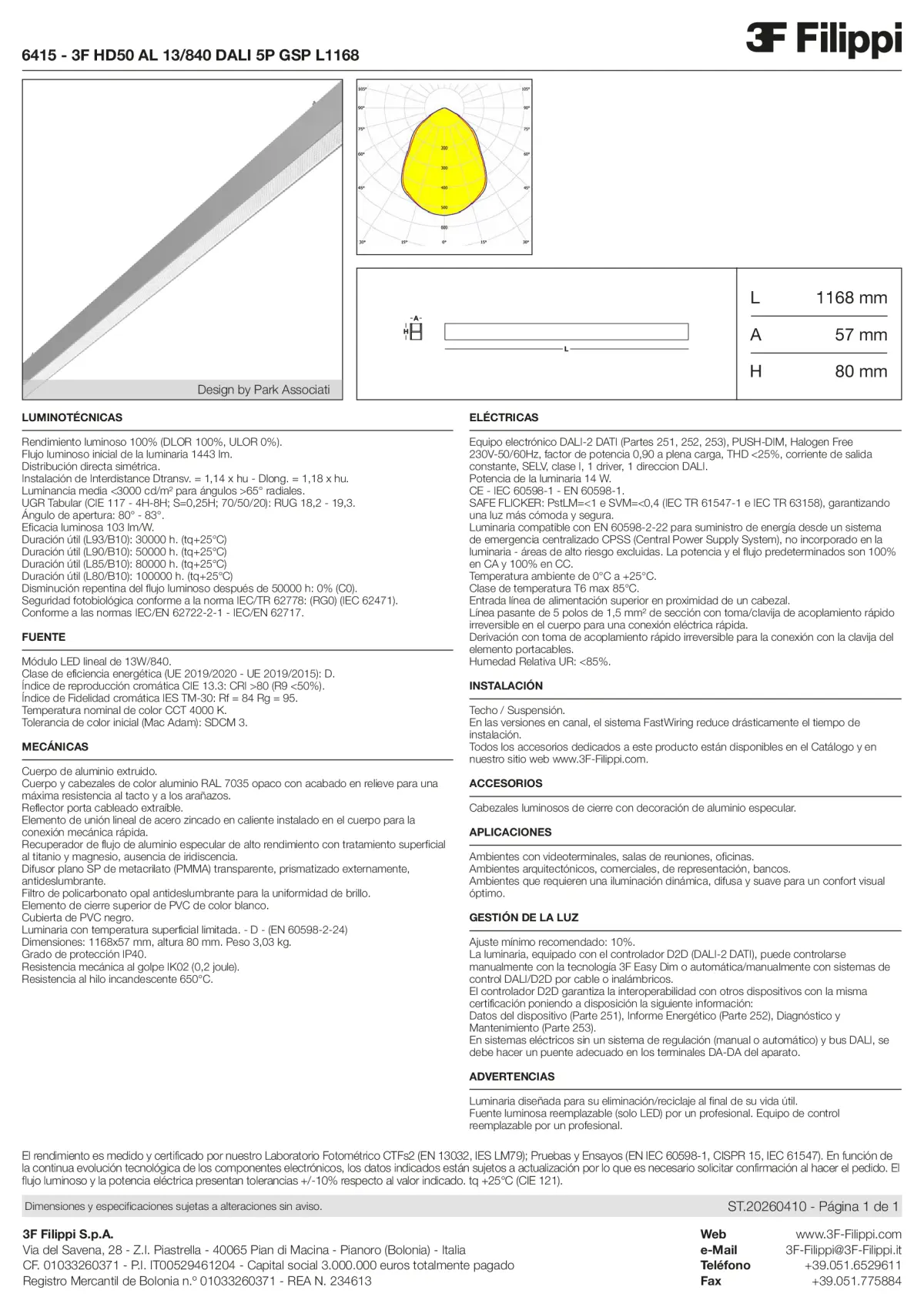 6415 - 3F HD50 AL 13-840 DALI 5P GSP L1168 - Datasheet - es