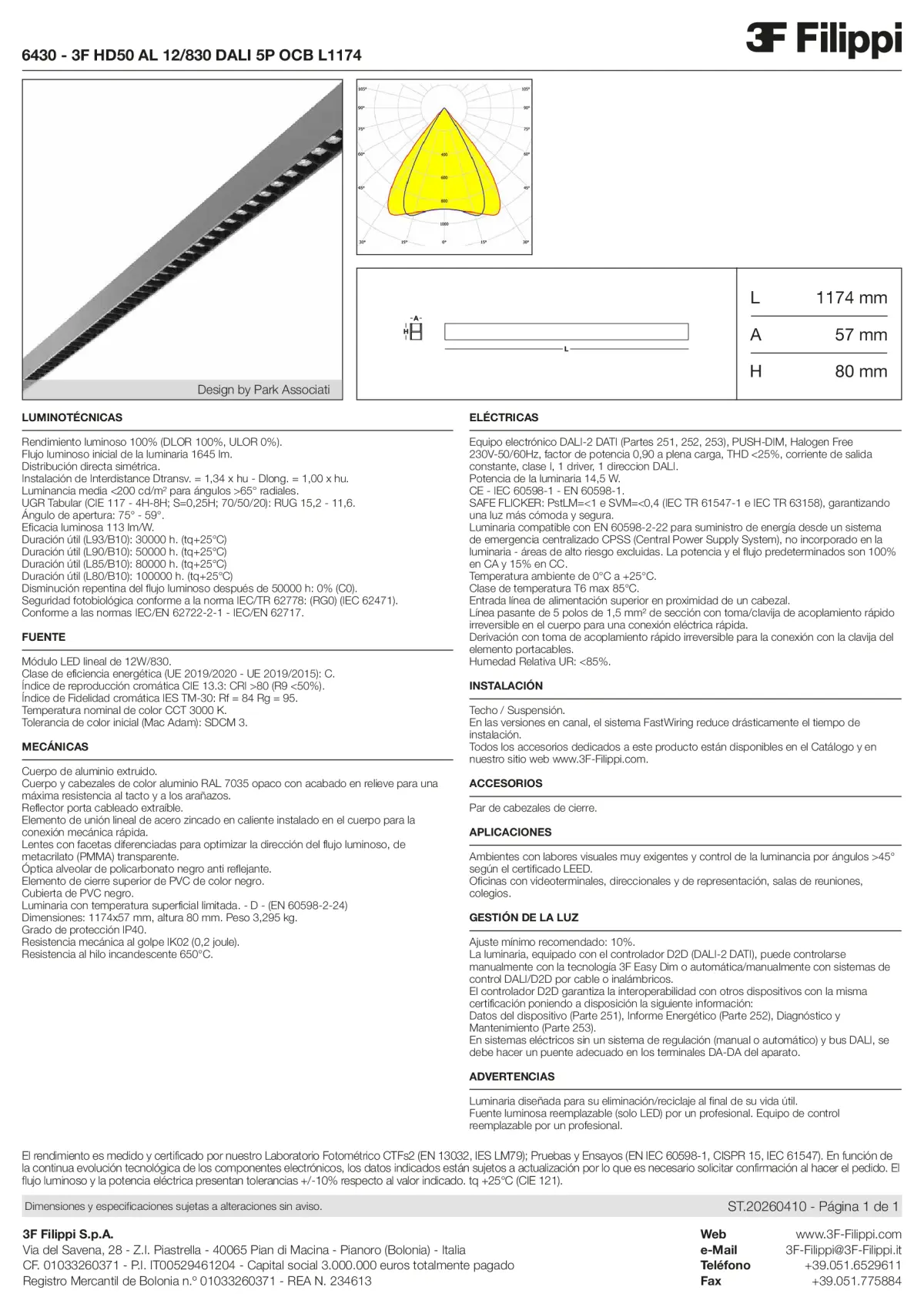 6430 - 3F HD50 AL 12-830 DALI 5P OCB L1174 - Datasheet - es