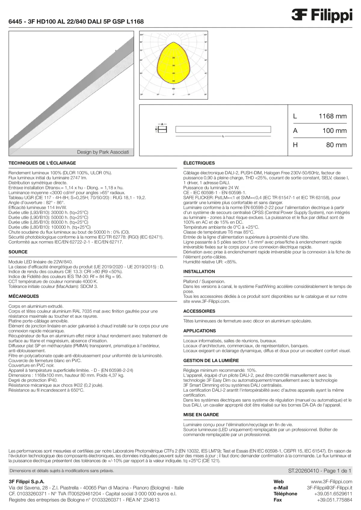 6445 - 3F HD100 AL 22-840 DALI 5P GSP L1168 - Datasheet - fr