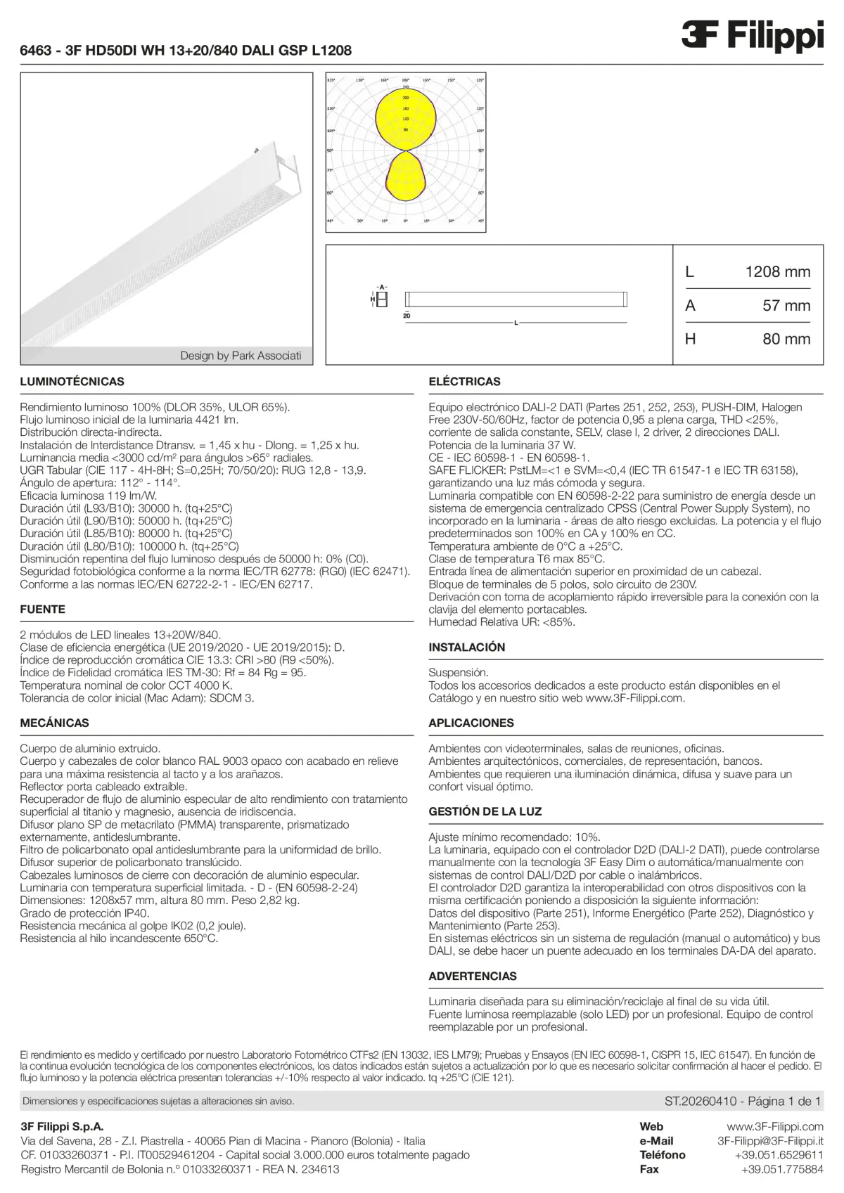 6463 - 3F HD50DI WH 13+20-840 DALI GSP L1208 - Datasheet - es