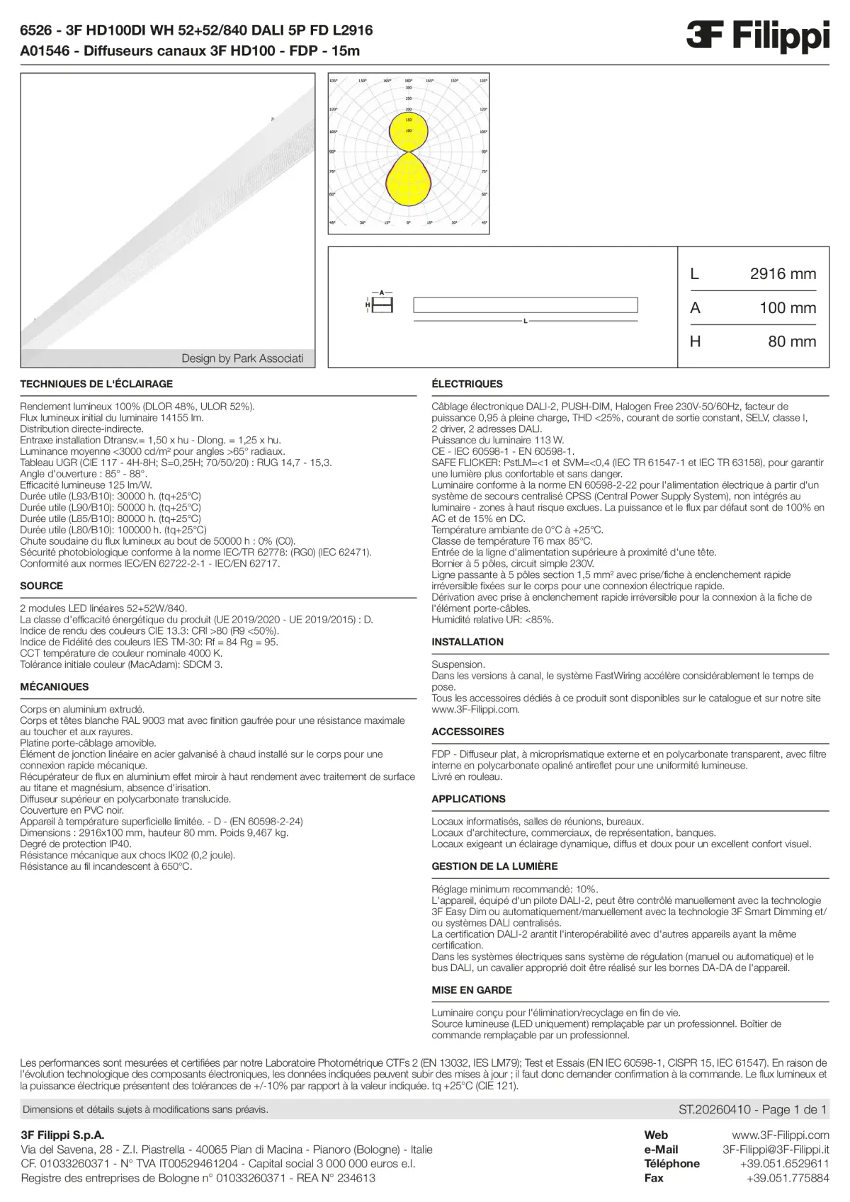 6526+A01546 - 3F HD100DI WH 52+52-840 DALI 5P FD L2916 + FDP - Datasheet - fr