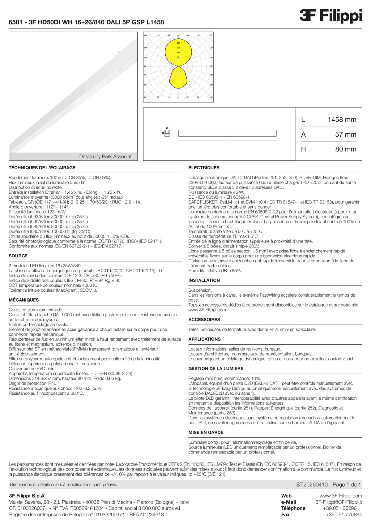 6501 - 3F HD50DI WH 16+26-840 DALI 5P GSP L1458 - Datasheet - fr