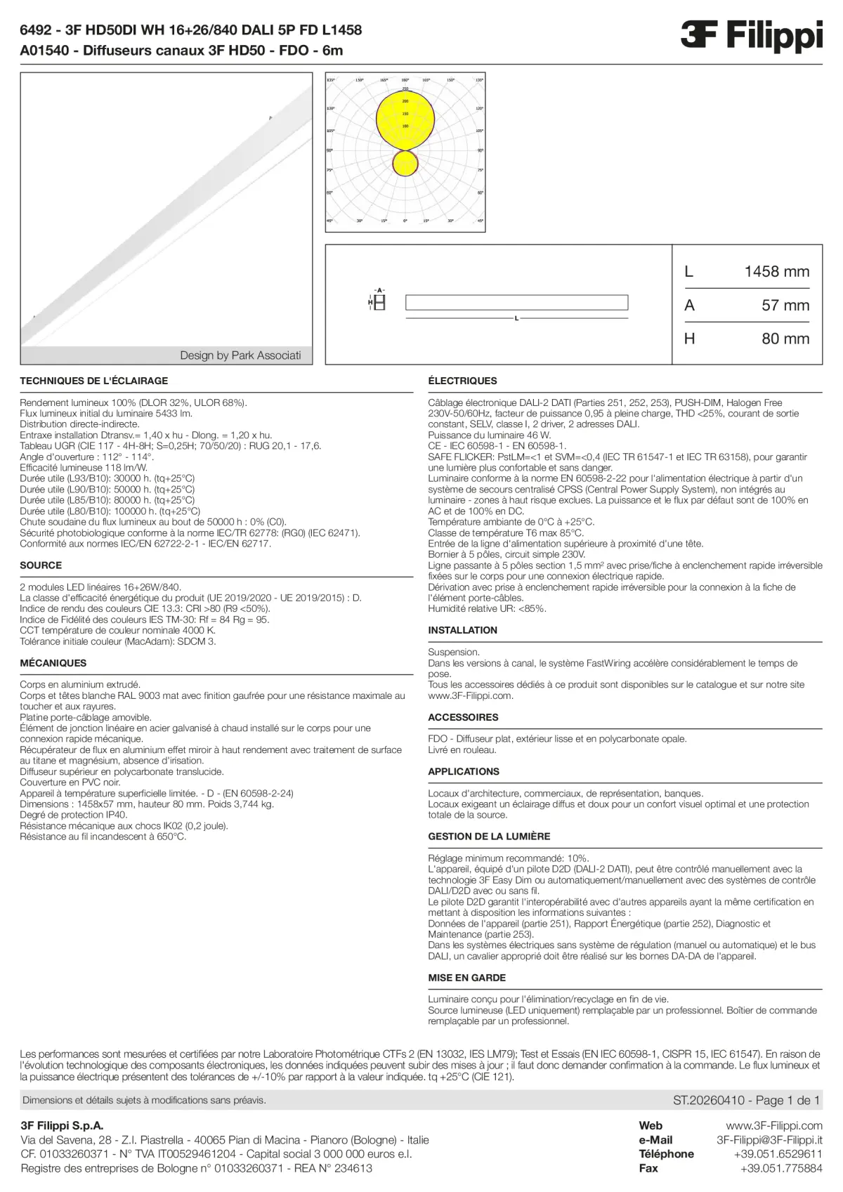 6492+A01540 - 3F HD50DI WH 16+26-840 DALI 5P FD L1458 + FDO - Datasheet - fr