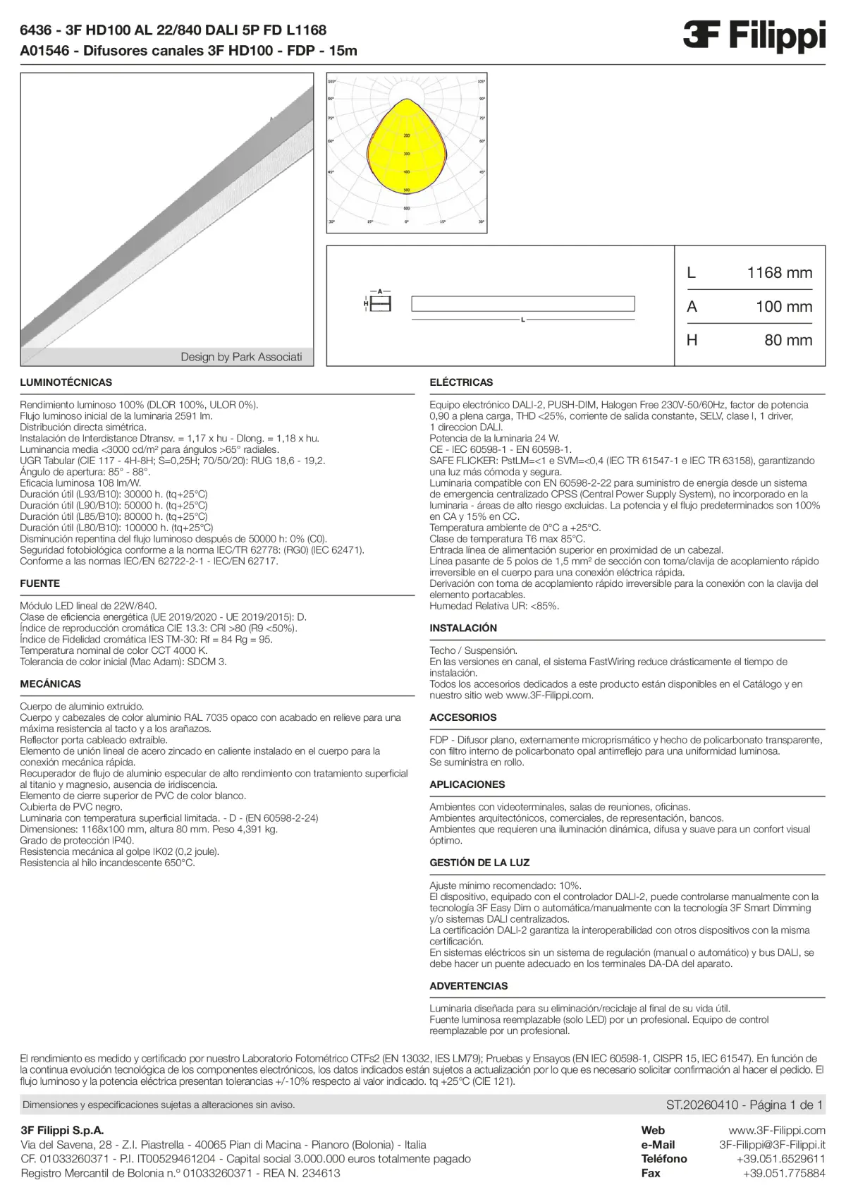 6436+A01546 - 3F HD100 AL 22-840 DALI 5P FD L1168 + FDP - Datasheet - es