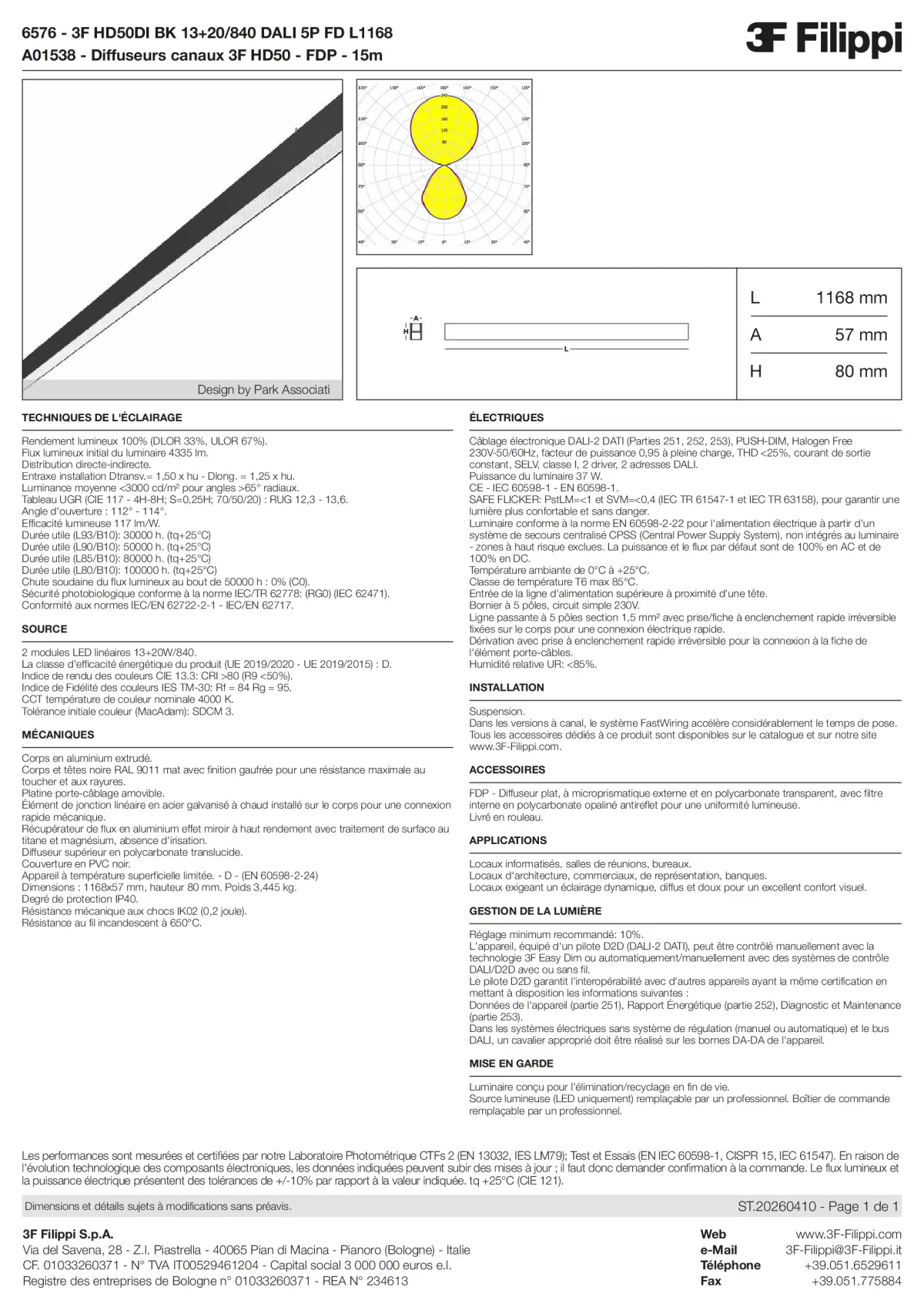 6576+A01538 - 3F HD50DI BK 13+20-840 DALI 5P FD L1168 + FDP - Datasheet - fr